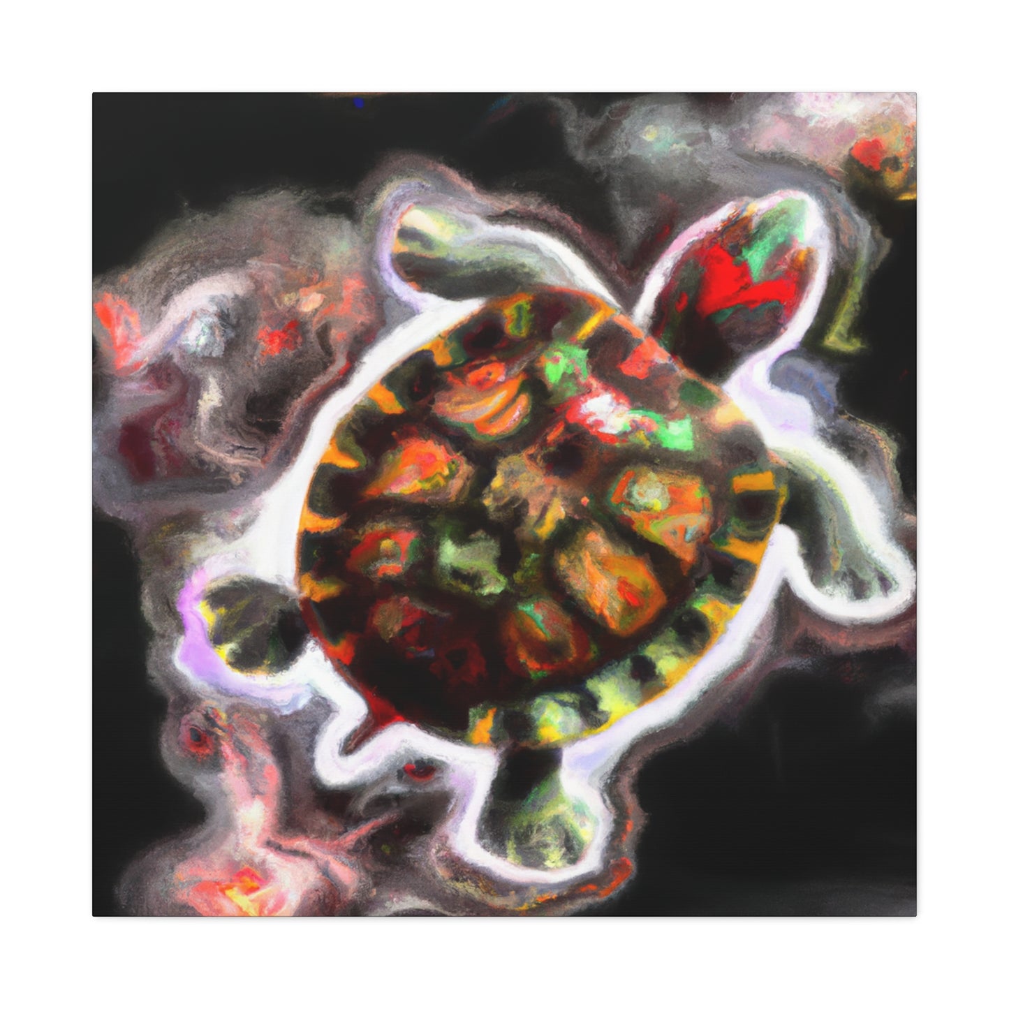 "Turtle of Scarlet Hues" - Canvas