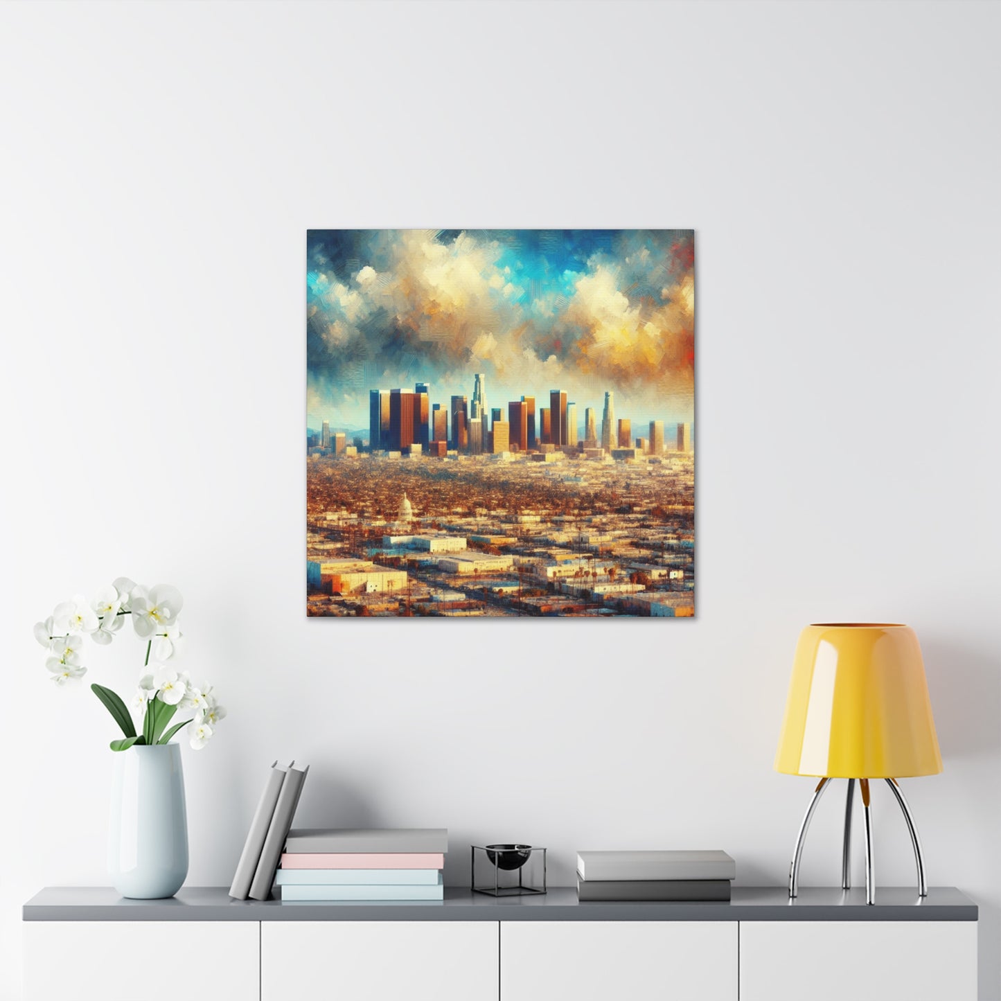 "Cityscape Reflections Transcendent Glow" - Canvas