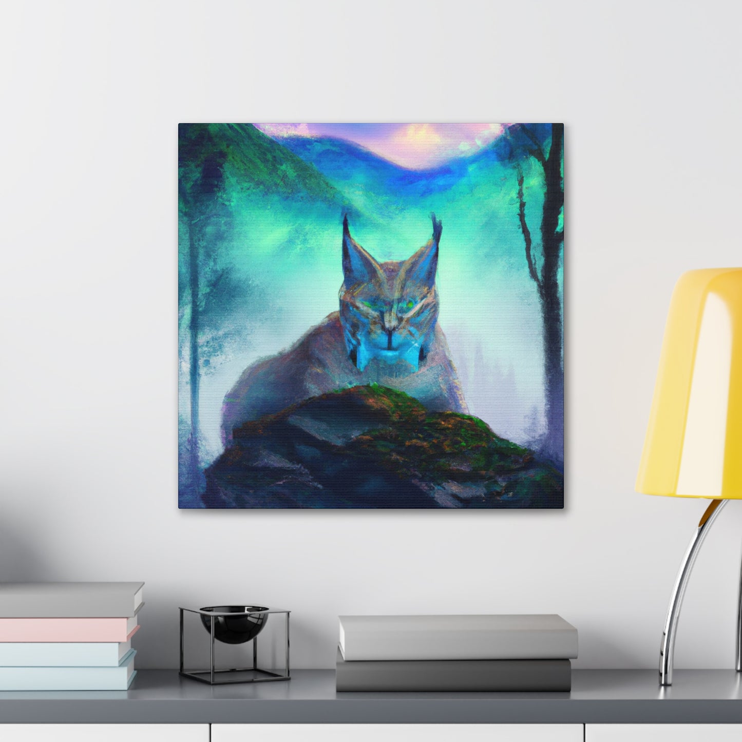 "Bobcat in Moonlight Glow" - Canvas