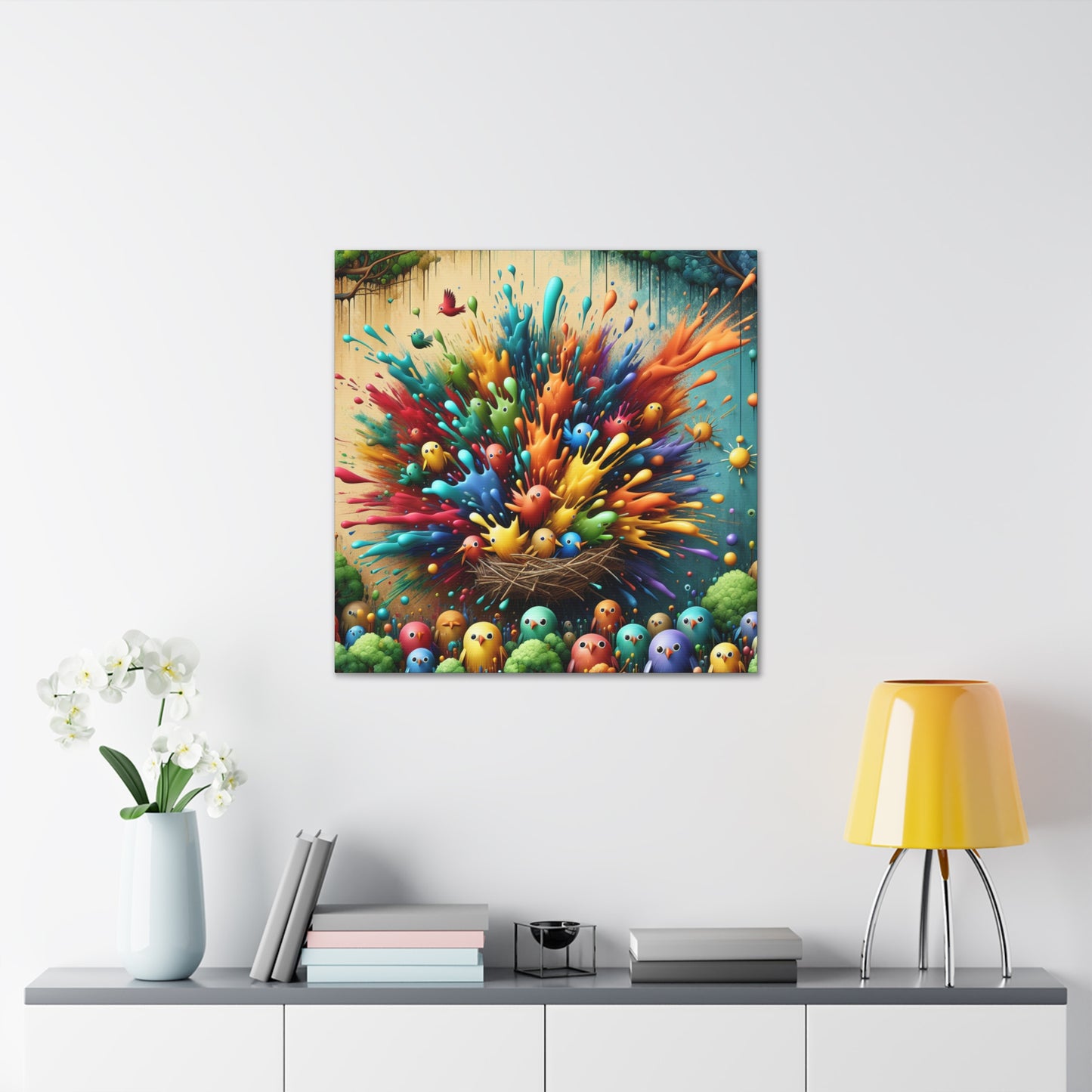 Feathered Fantasia: Avian Harmony - Canvas