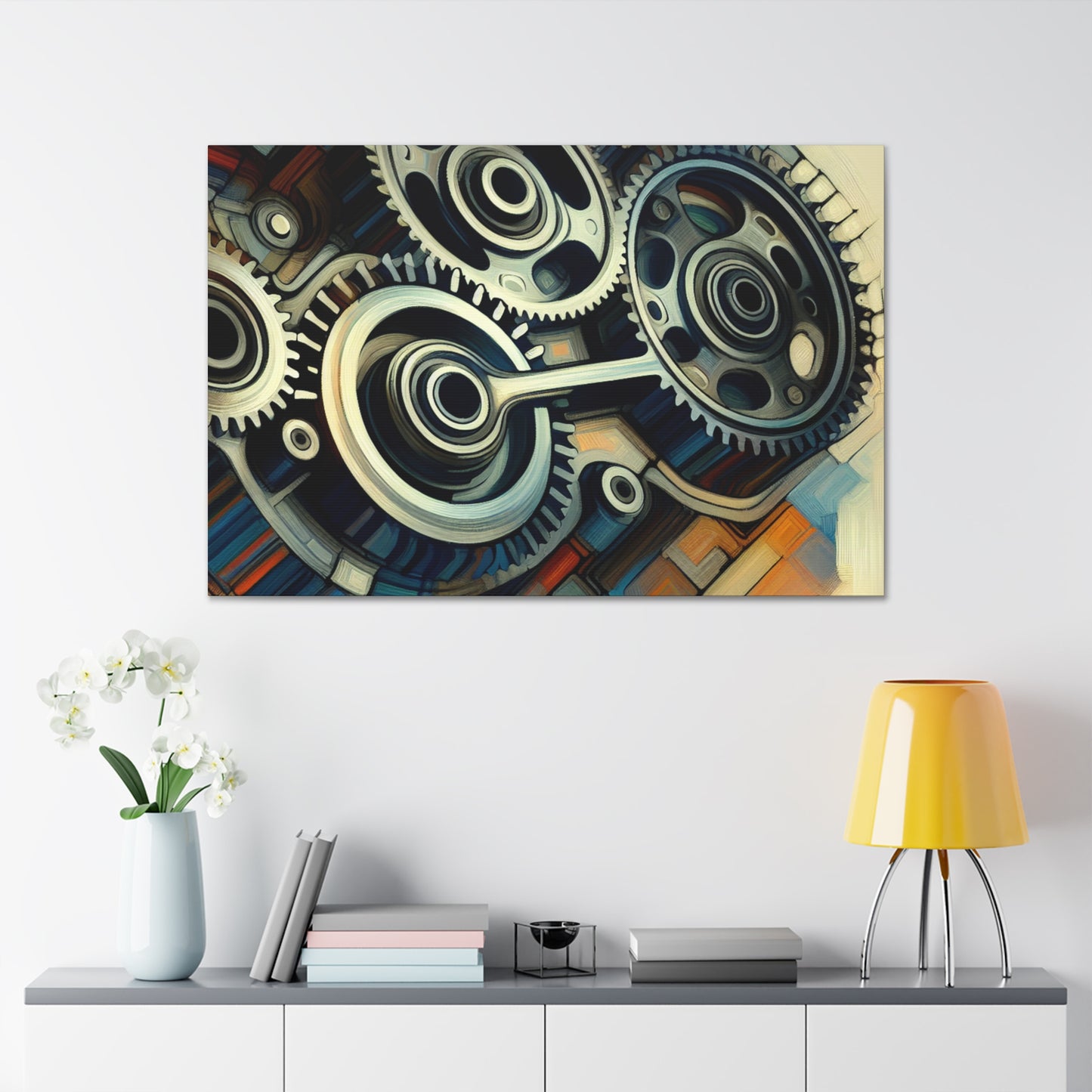 "Mechanical Musings: Crankshaft Symphony" - Canvas