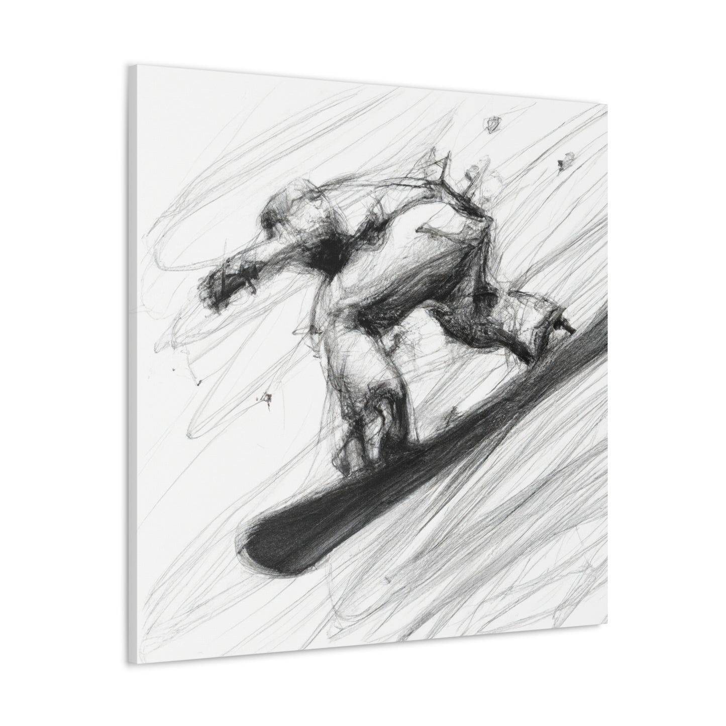 Board on Snowy Mountains - Canvas