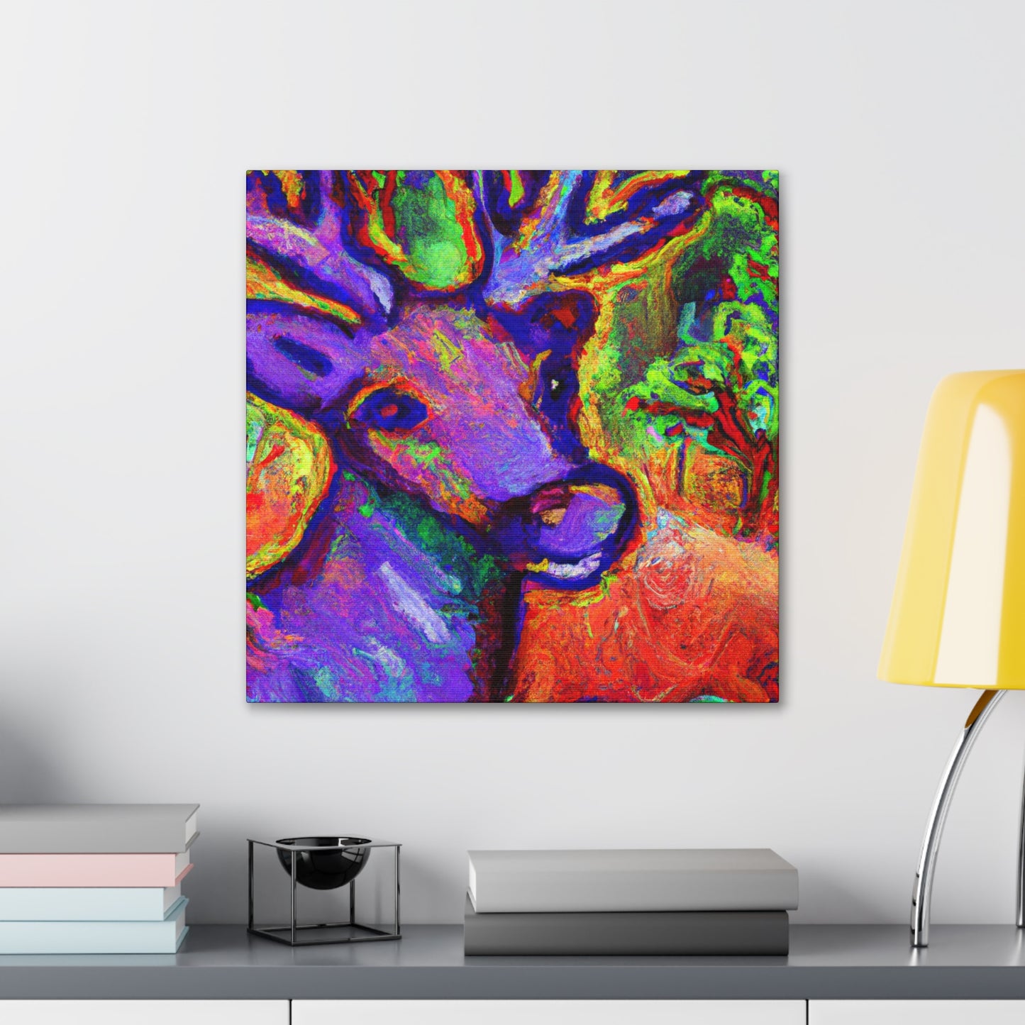 "Reindeer in Fauvist Fire" - Canvas