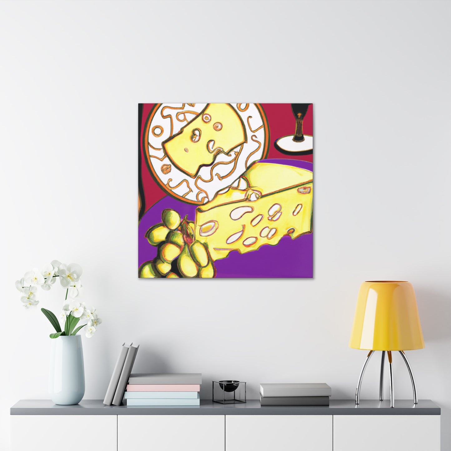 Still Life: Cheese Grapes - Canvas