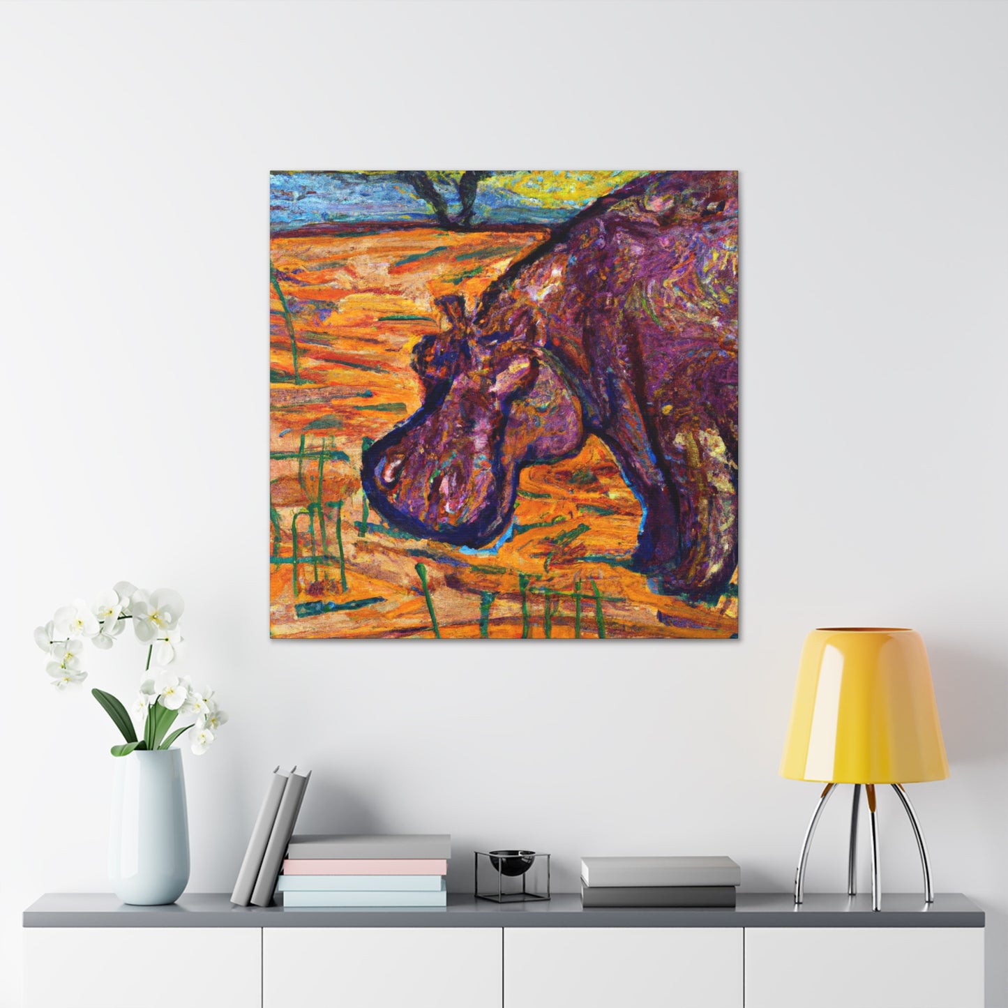 "Hippo at Dusk" - Canvas