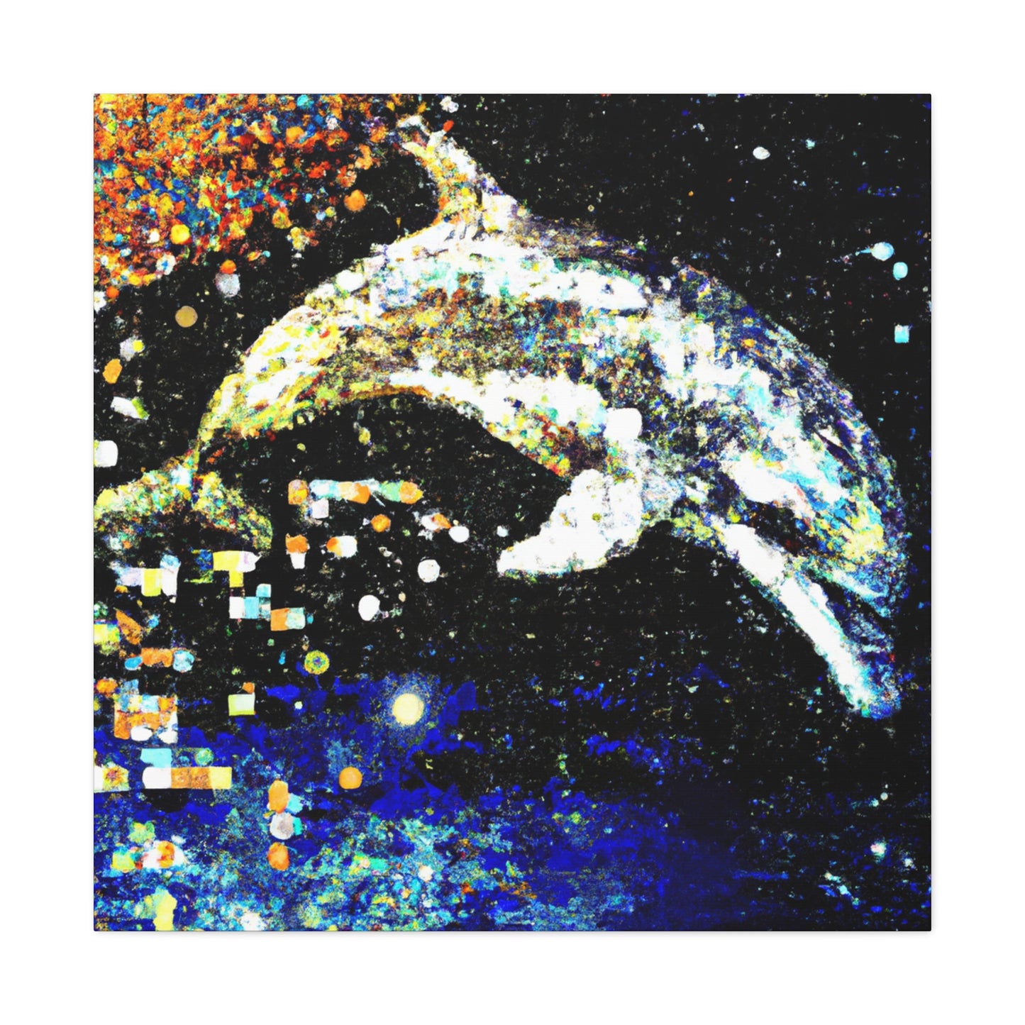 Dolphins in Pointillism - Canvas