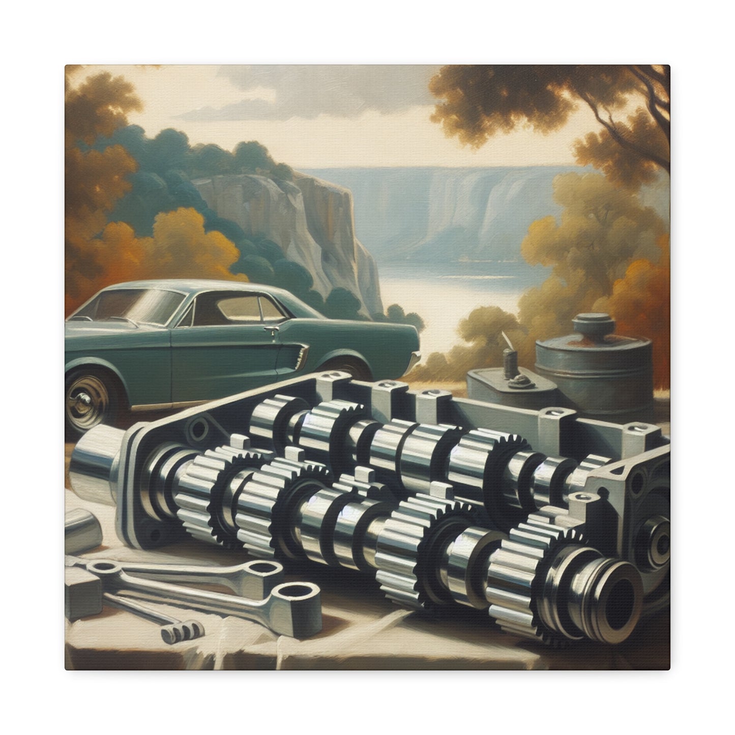 "Mechanical Serenity: Camshaft" - Canvas