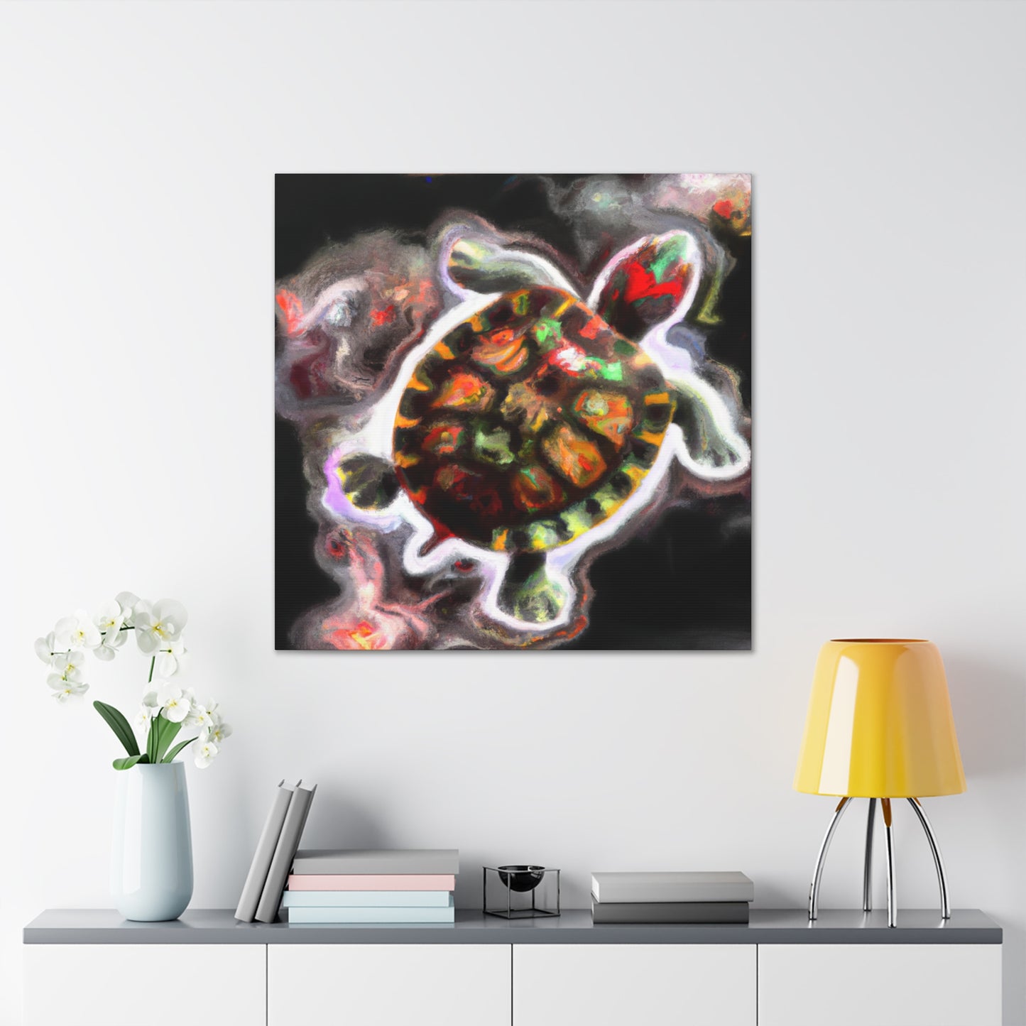 "Turtle of Scarlet Hues" - Canvas