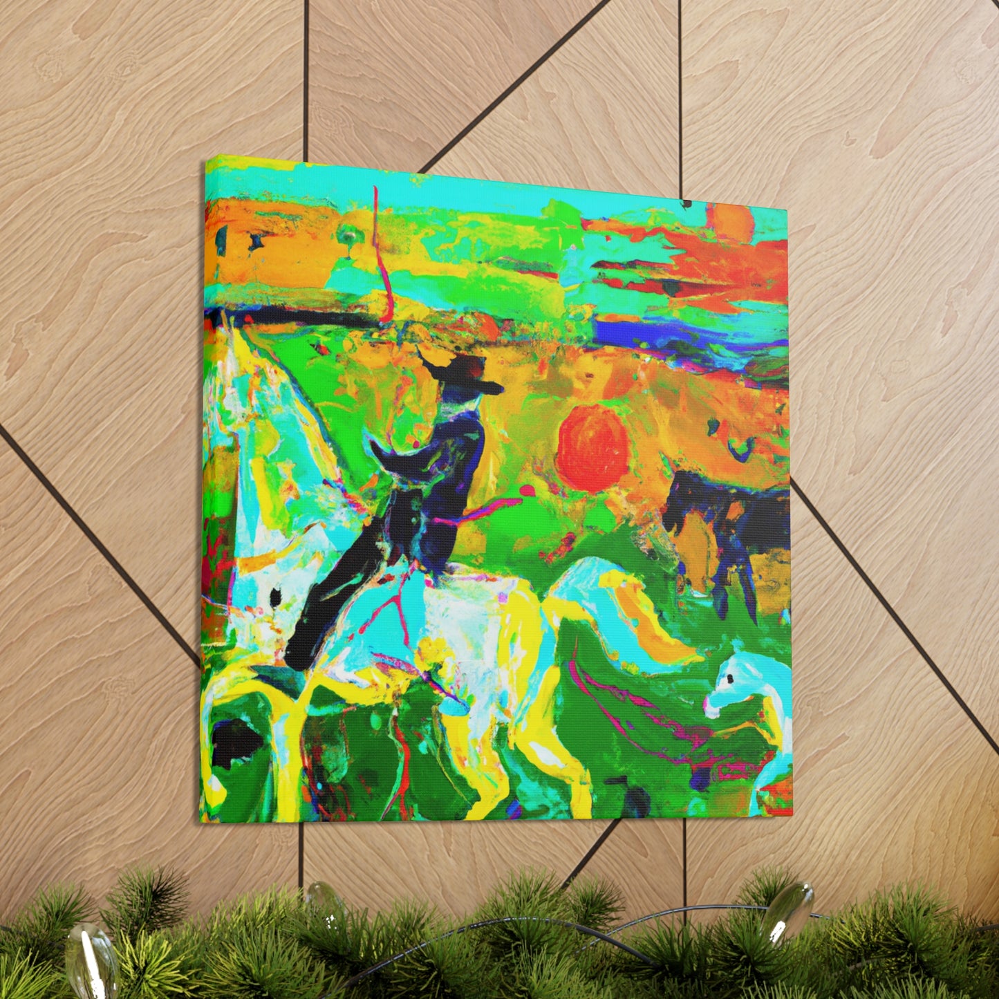 "Horses in Pastures Content" - Canvas