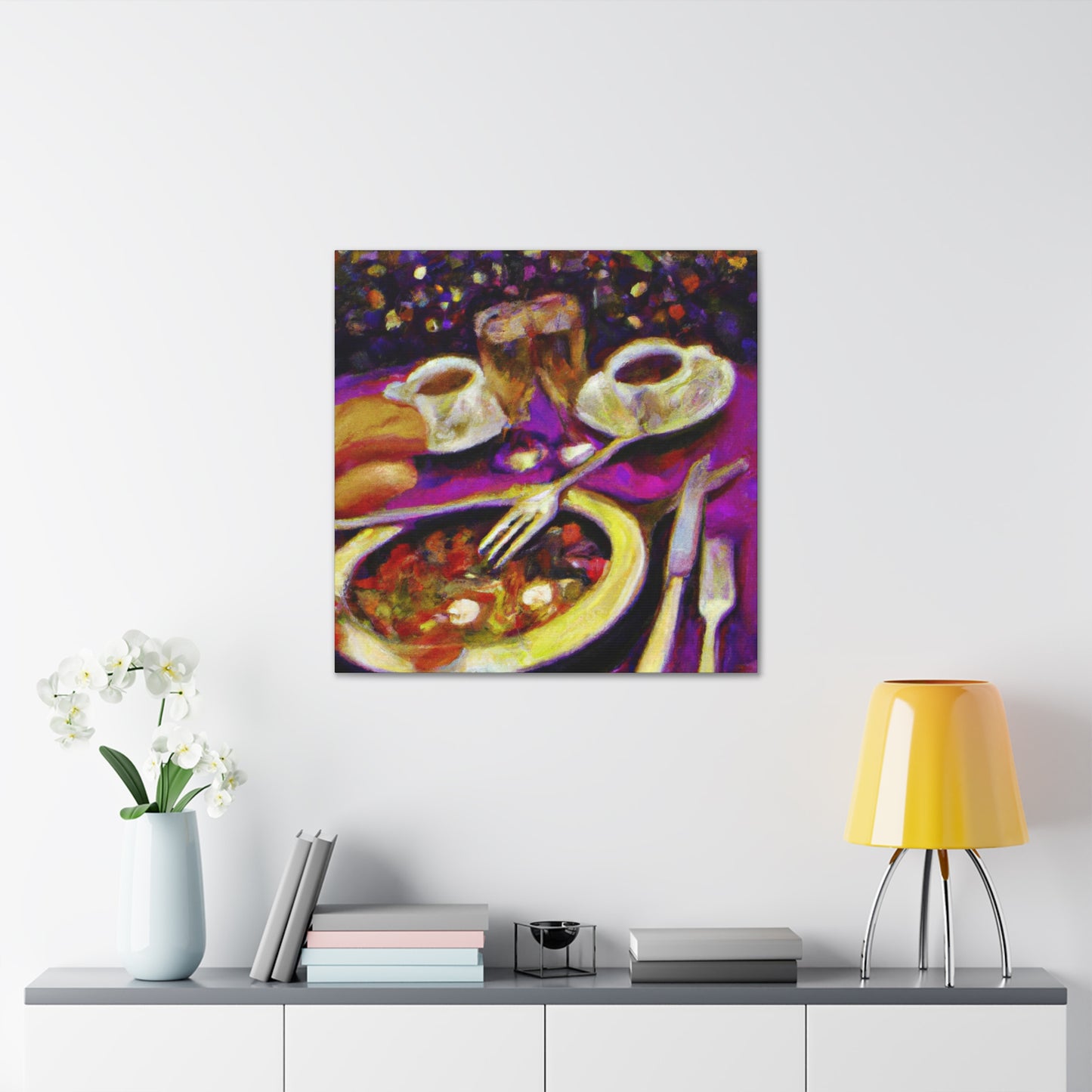 Dining in Moonlight. - Canvas