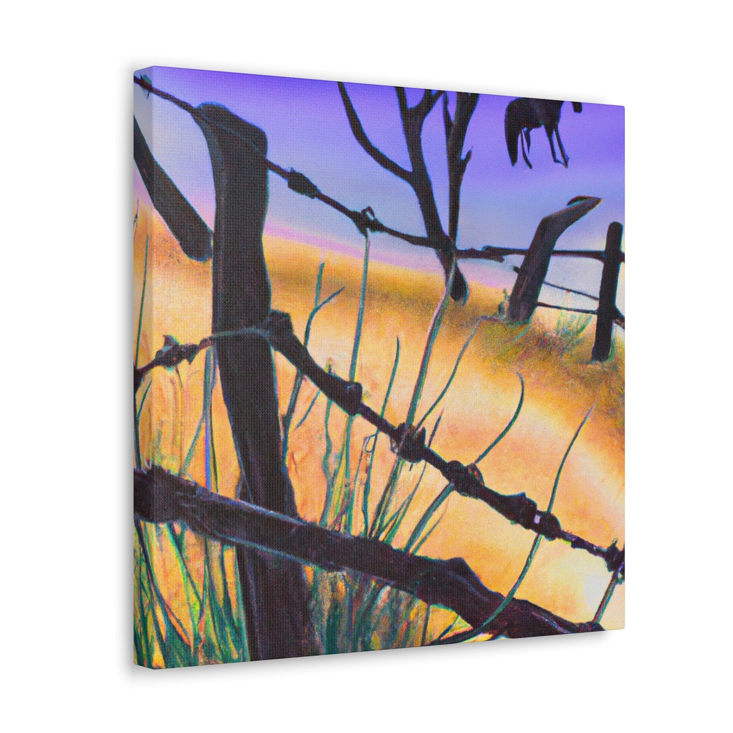 "Barbed Wire Fence Scene" - Canvas