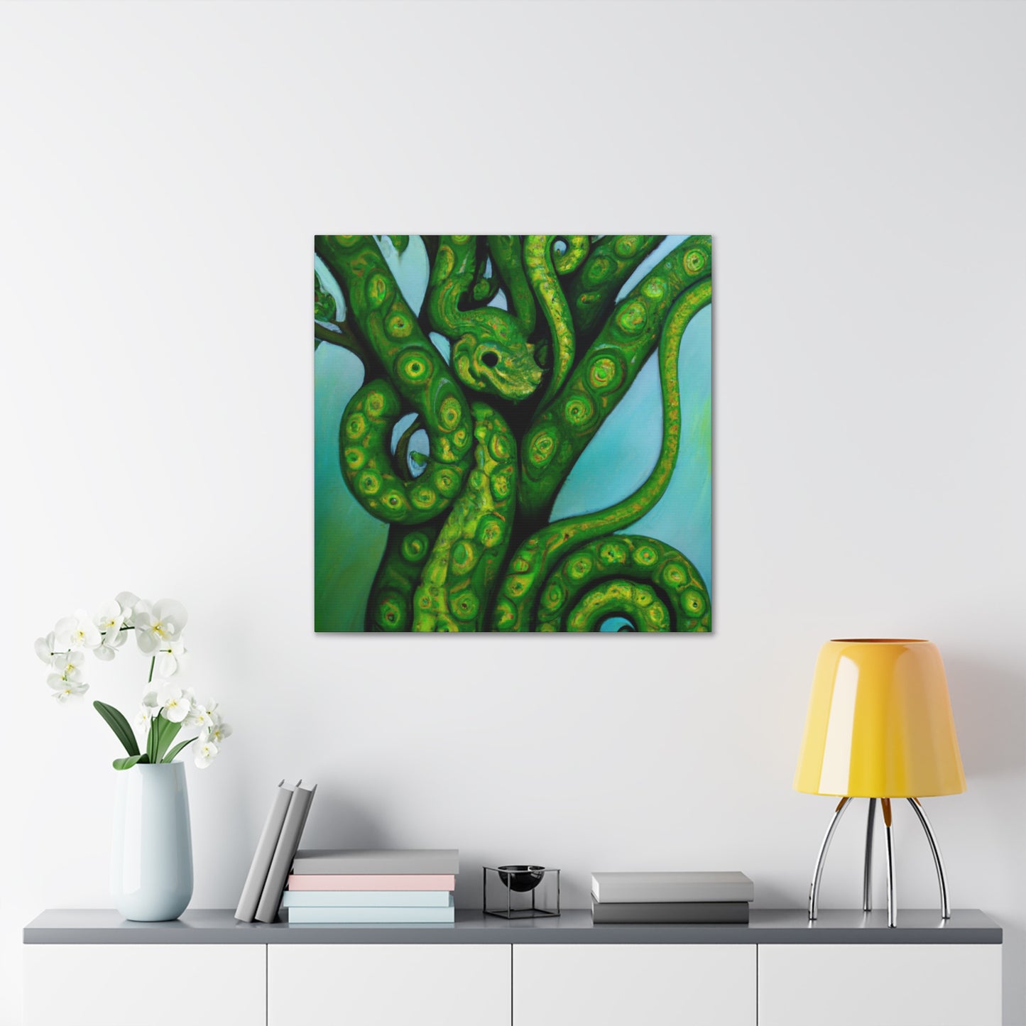 Green Python in Bloom - Canvas