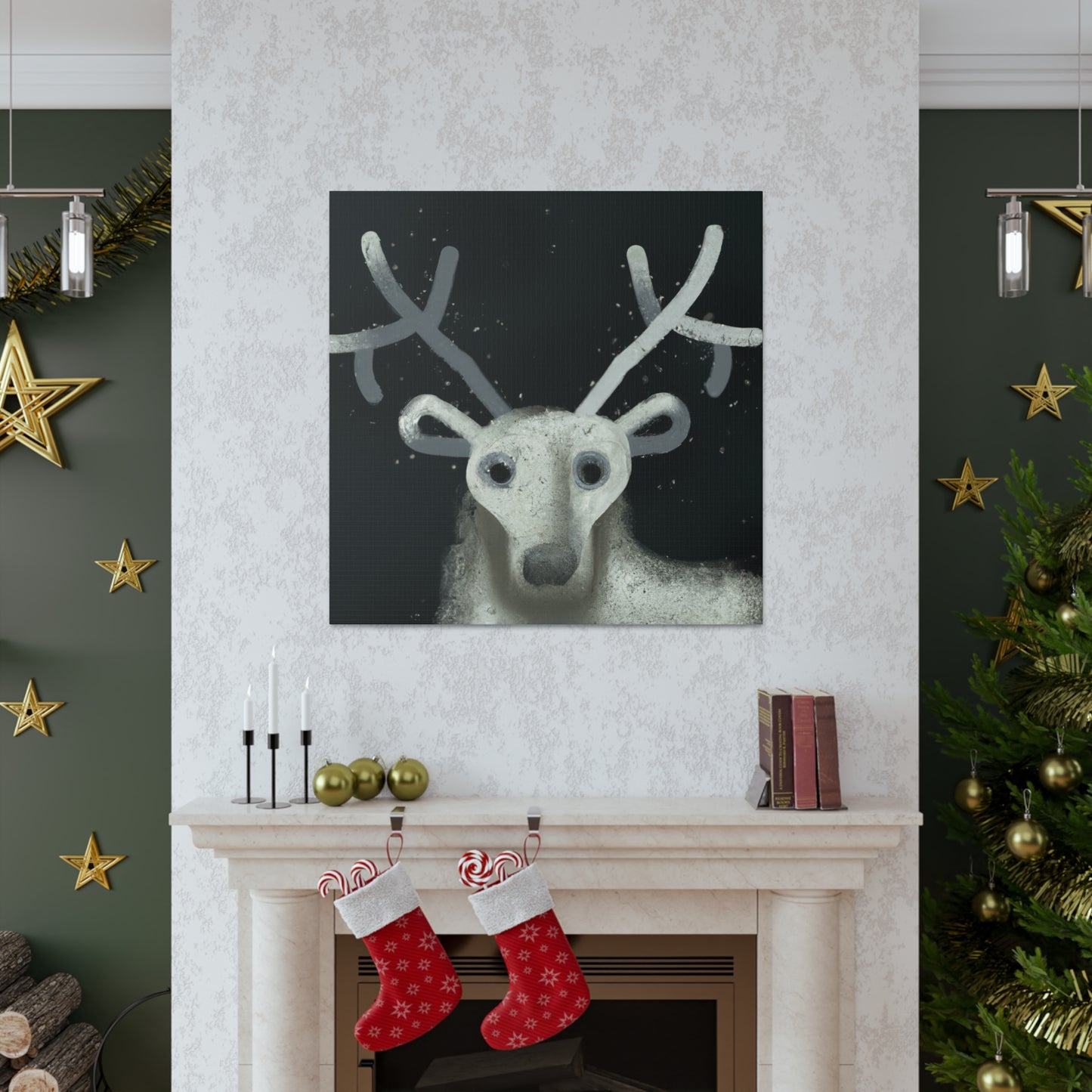 Reindeer in Blizzard - Canvas