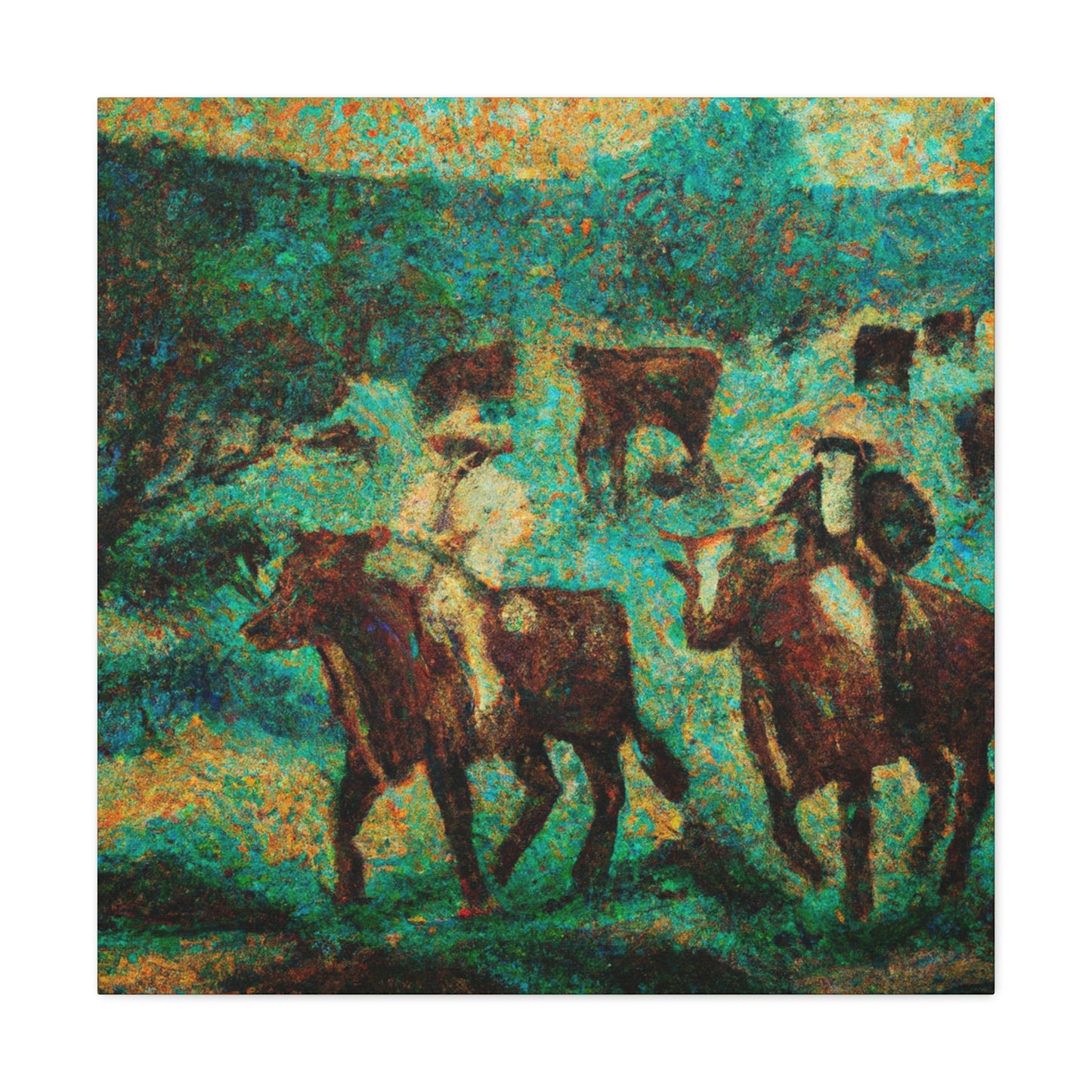 "Herd of Cattle Drive" - Canvas