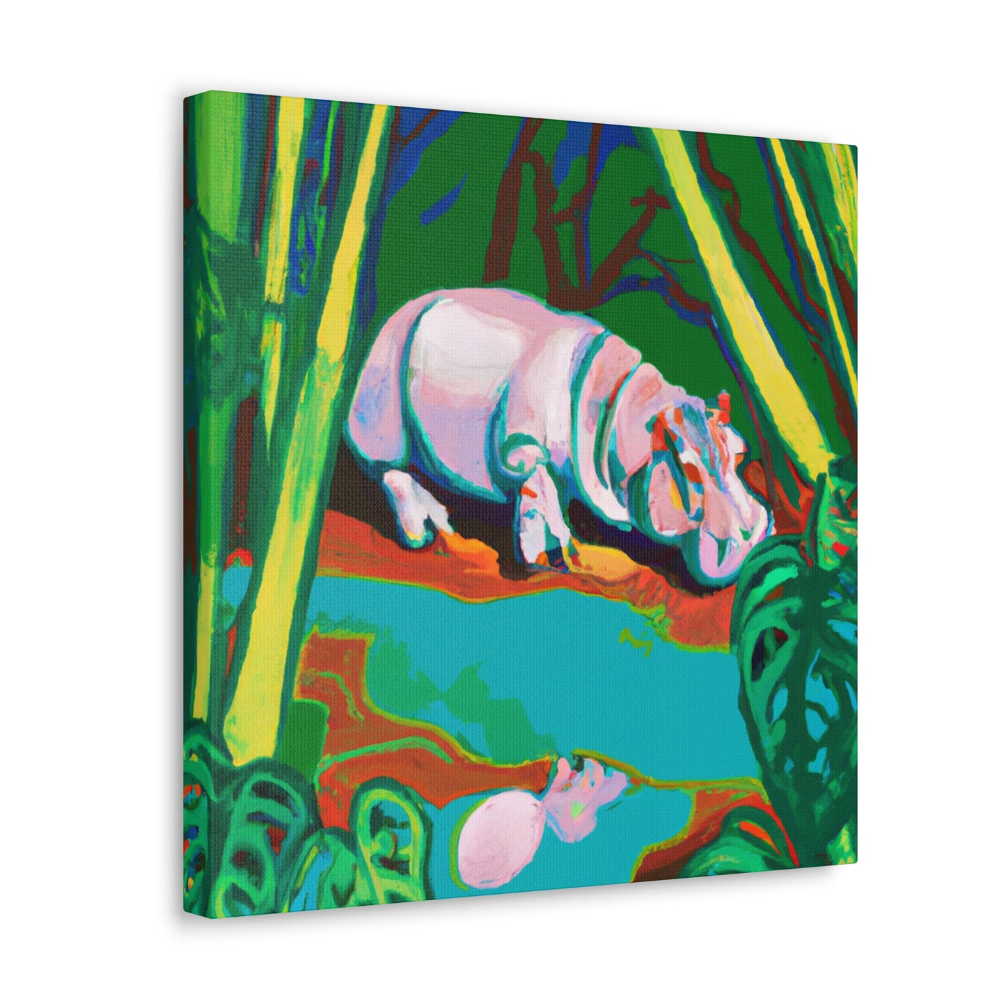 "Hippo in Reflection" - Canvas