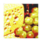 Cheese and Grapes Pointillism - Canvas