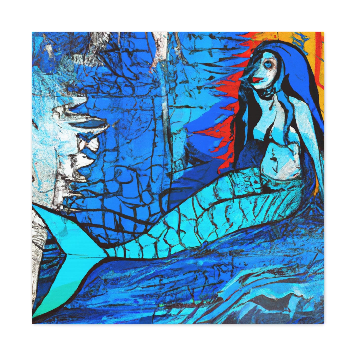 Mermaid in Moonlight - Canvas