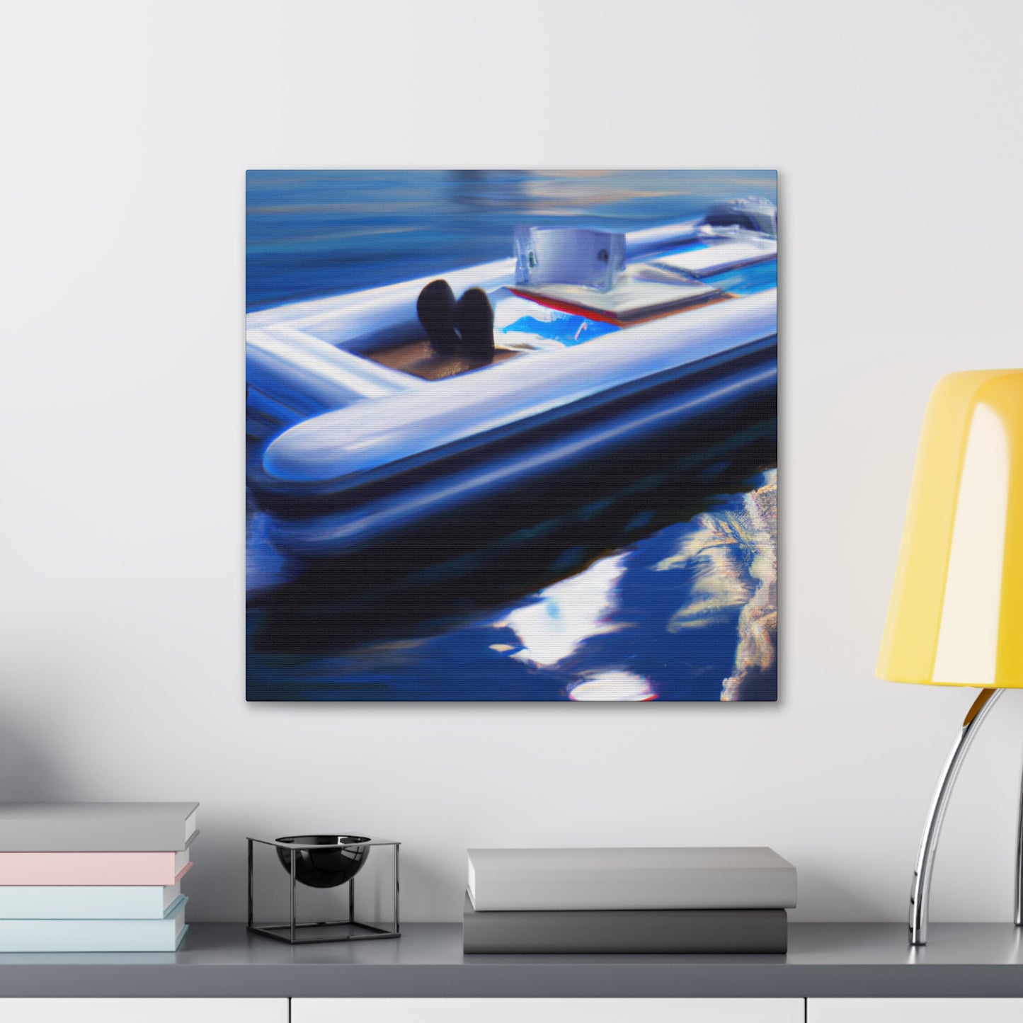 Pontoon Boat Sunrise. - Canvas