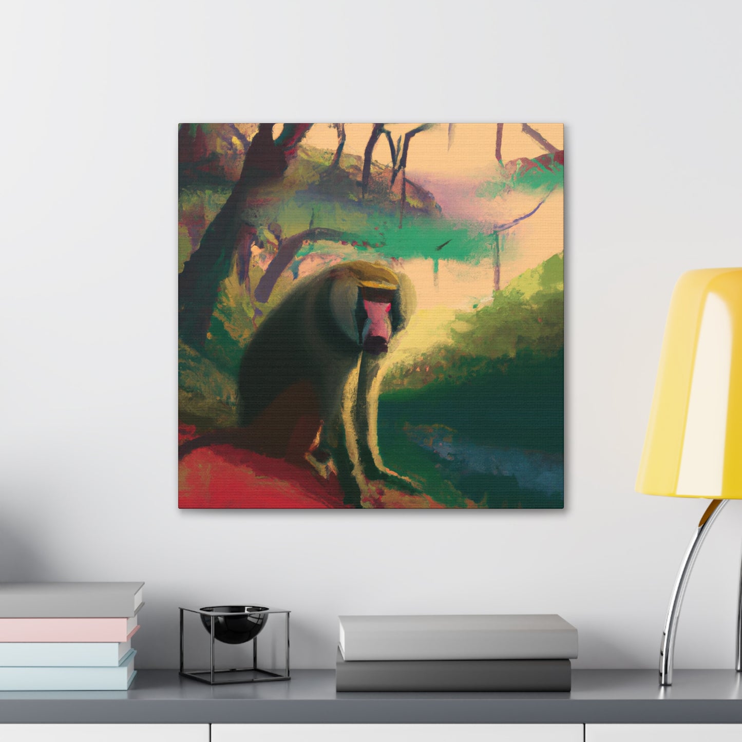 Baboon in Neon Hues - Canvas