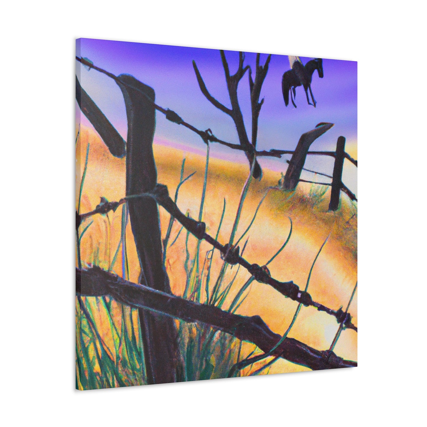 "Barbed Wire Fence Scene" - Canvas