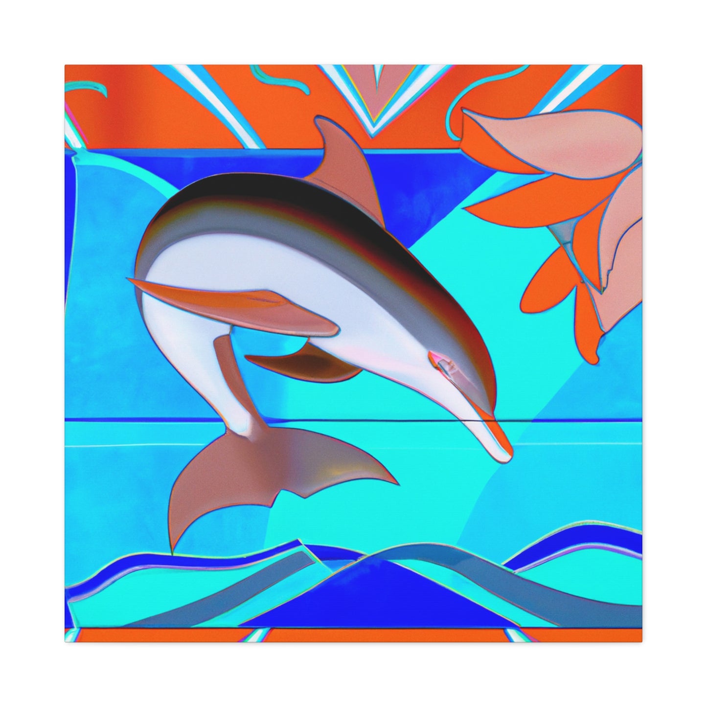 "Dancing Dolphin Deco" - Canvas