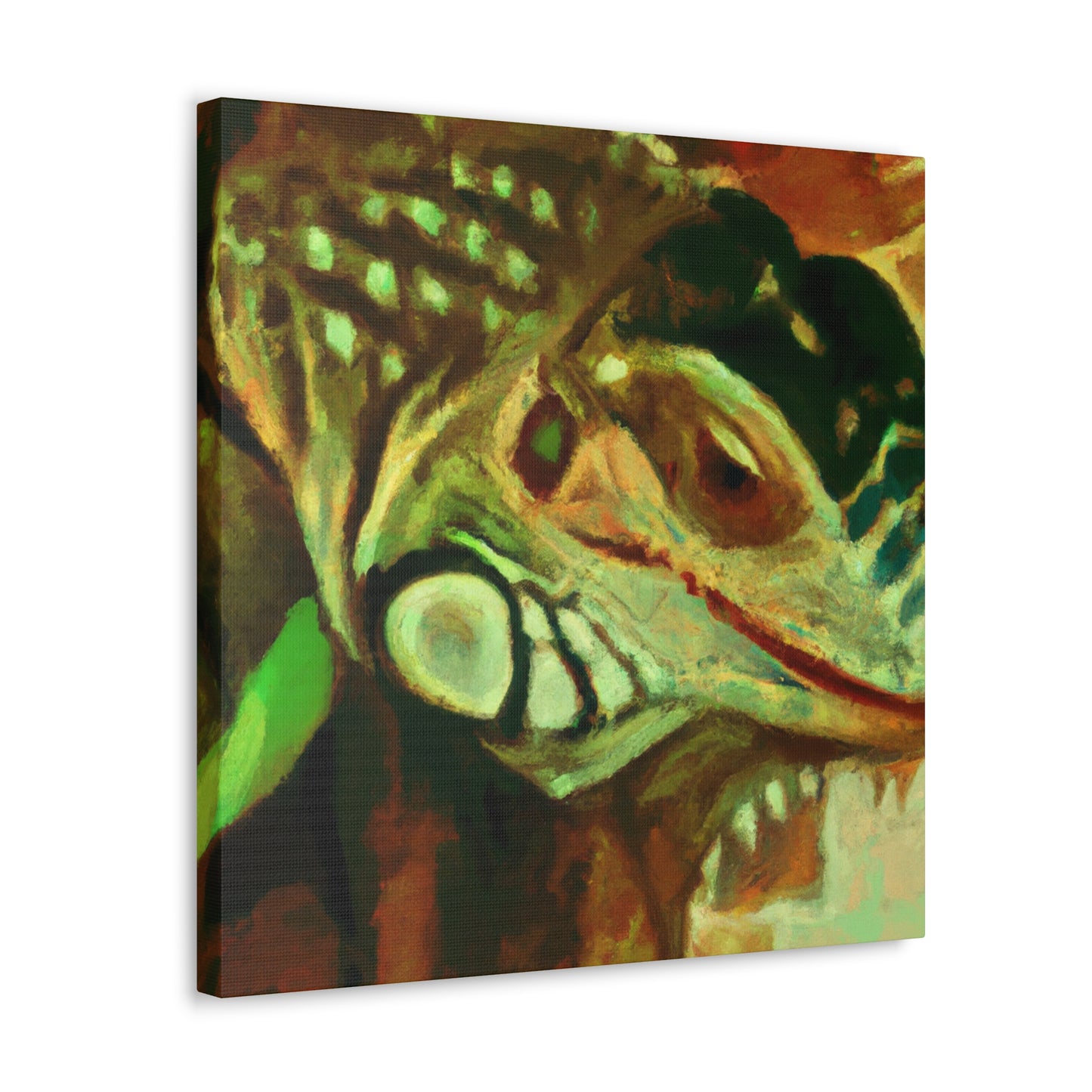 "Green Iguana Solitude" - Canvas