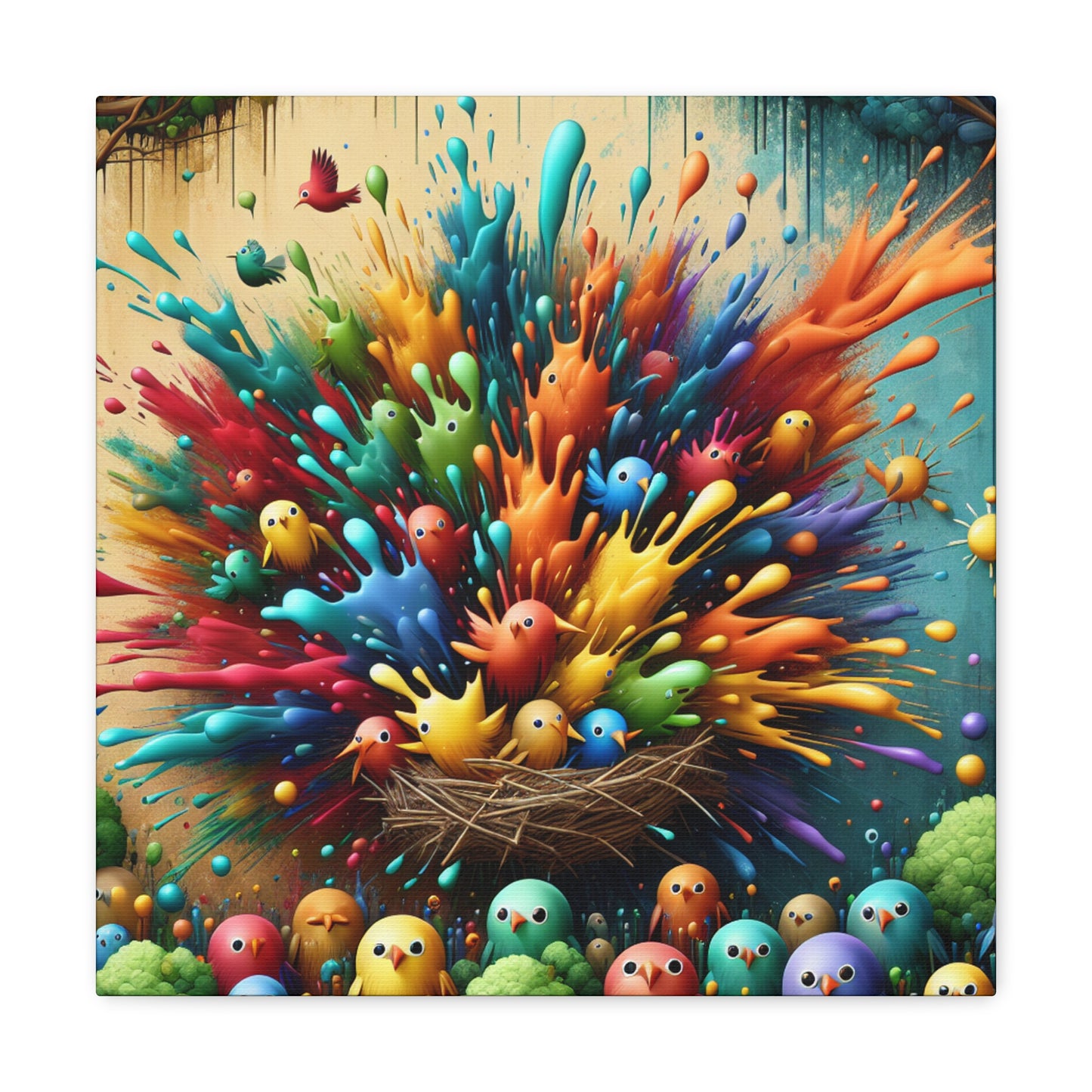 Feathered Fantasia: Avian Harmony - Canvas