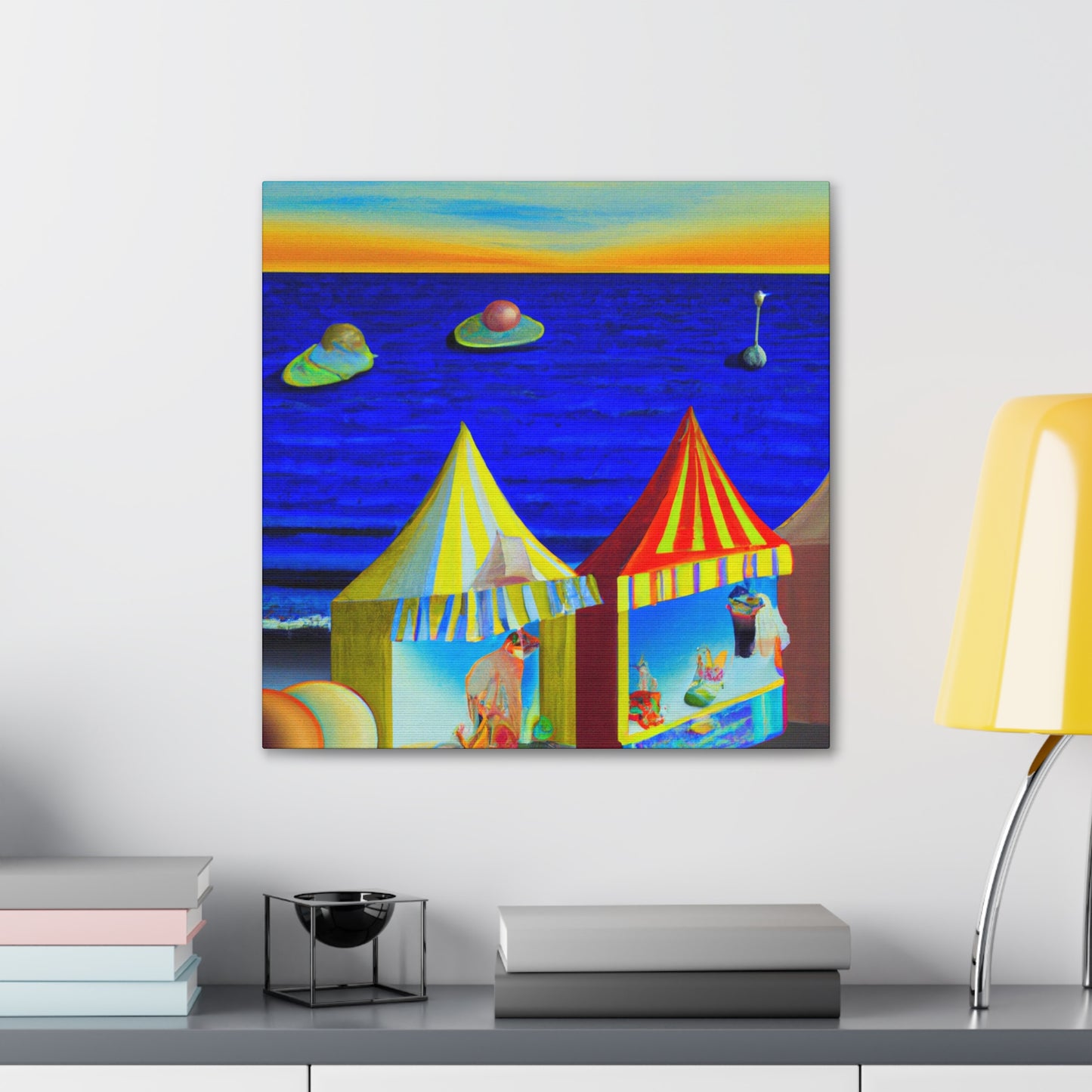 "Beach Shops Dreamscape" - Canvas