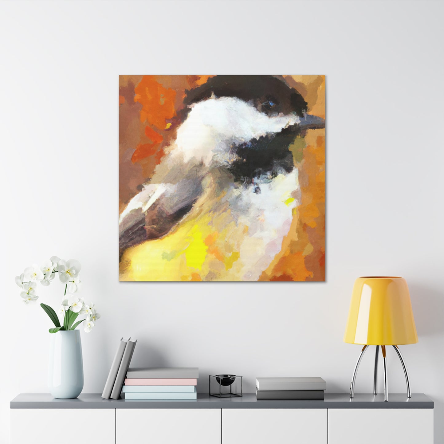 "Chickadee in Flux" - Canvas