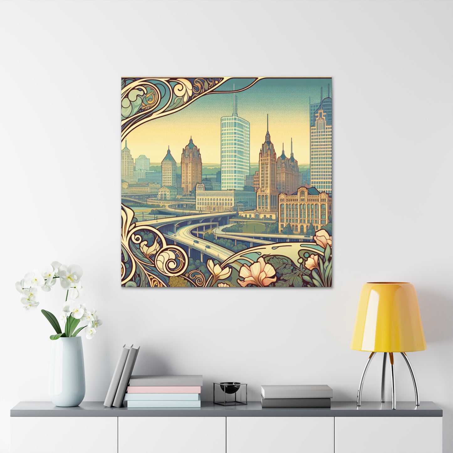 "Cityscape Symphony: Milwaukee" - Canvas