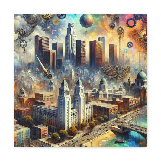 "Clockwork Cityscape: L.A." - Canvas