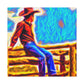 Cowboy on Fencepost - Canvas