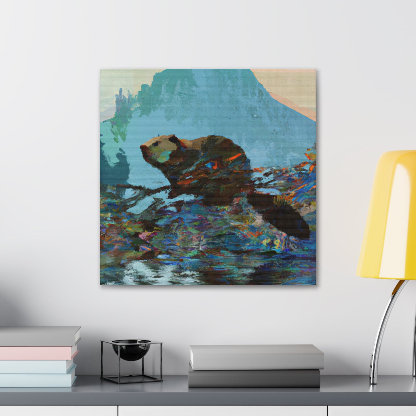 "Beaver Under Moonlight" - Canvas