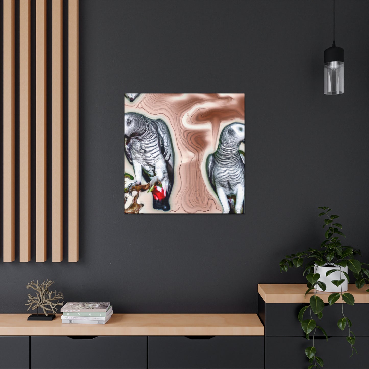 African Greys Abound - Canvas