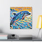 "Dolphin at Sunrise Scene" - Canvas