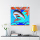 "Dancing Dolphin Deco" - Canvas