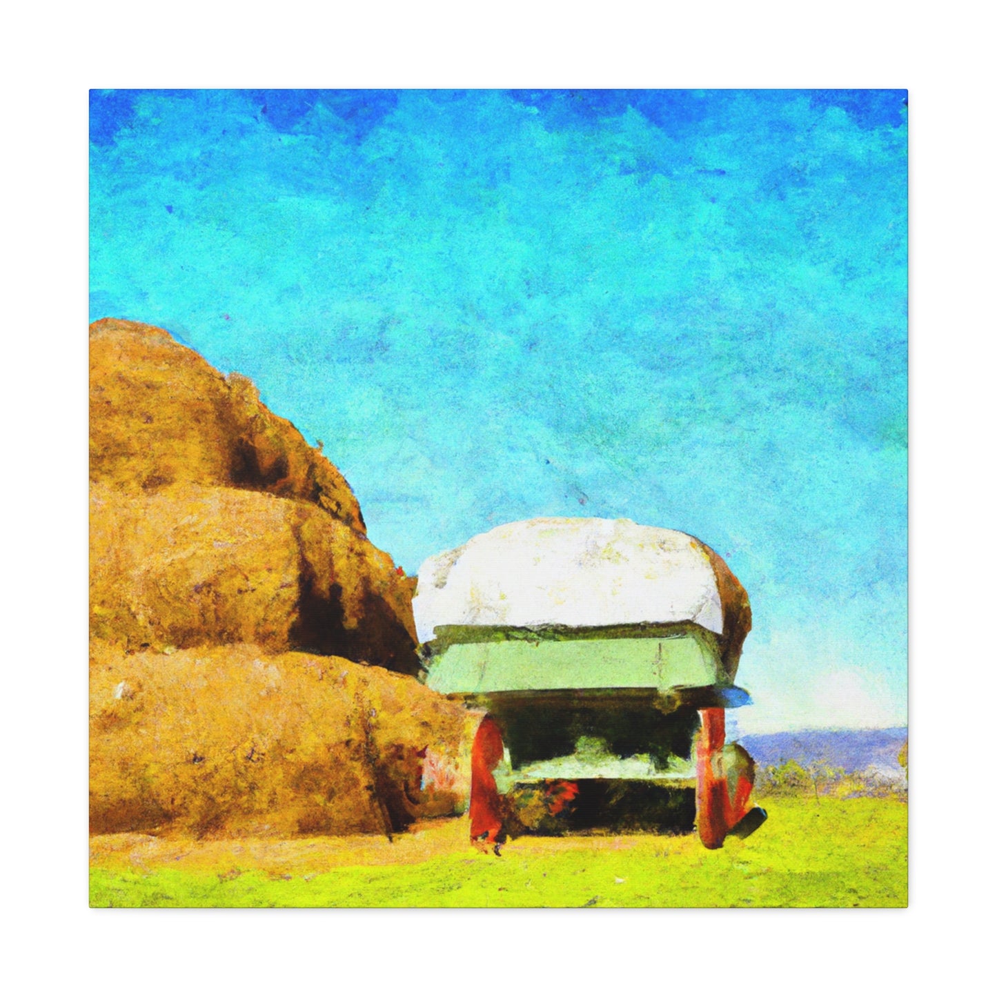 "Hay Wagon Reflections" - Canvas