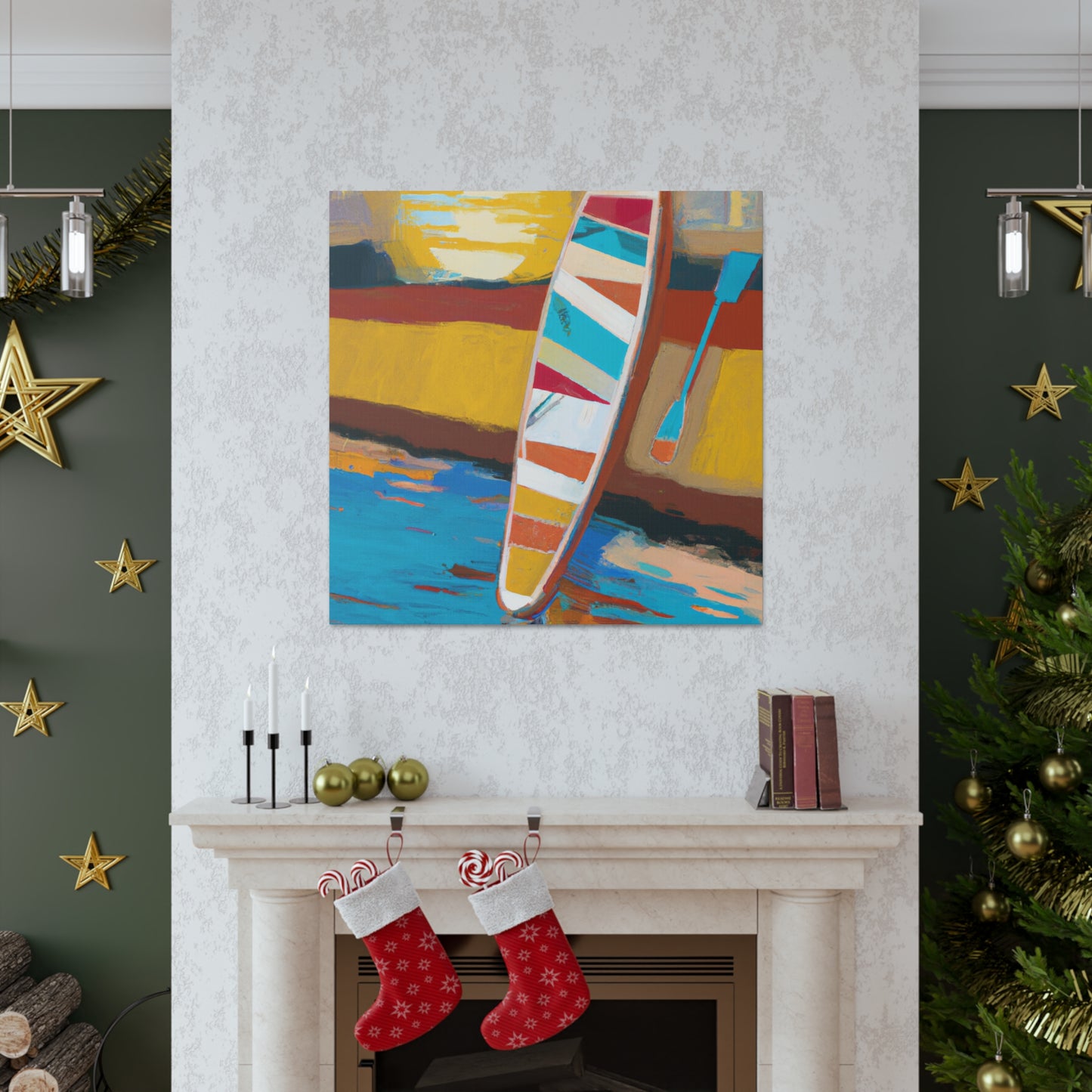 "Paddle Boarding Deco Style" - Canvas