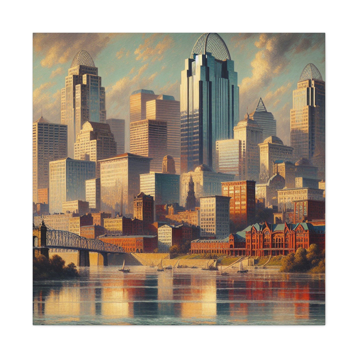 "Riverside Serenity: Cincinnati" - Canvas