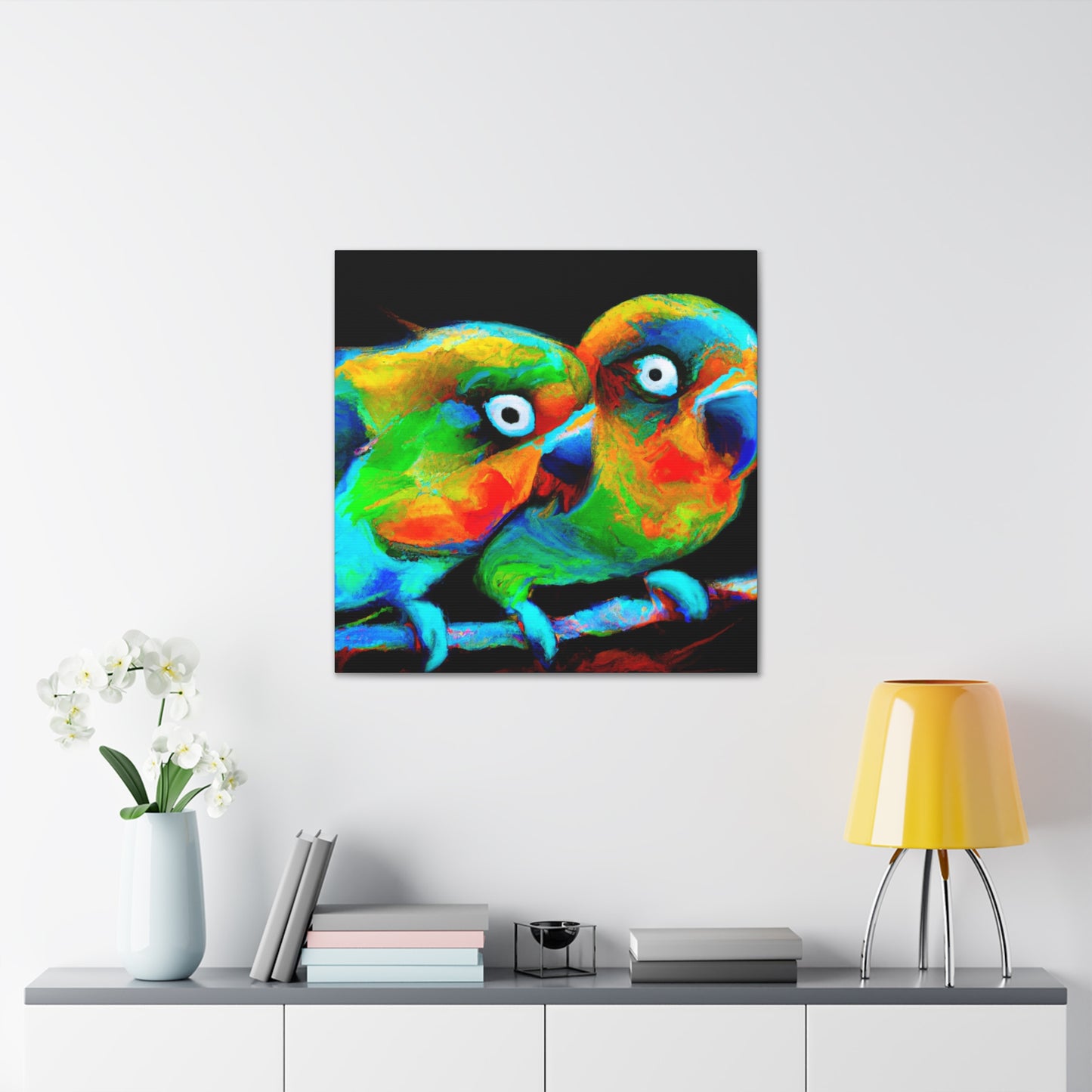 Lovebirds in Bloom - Canvas