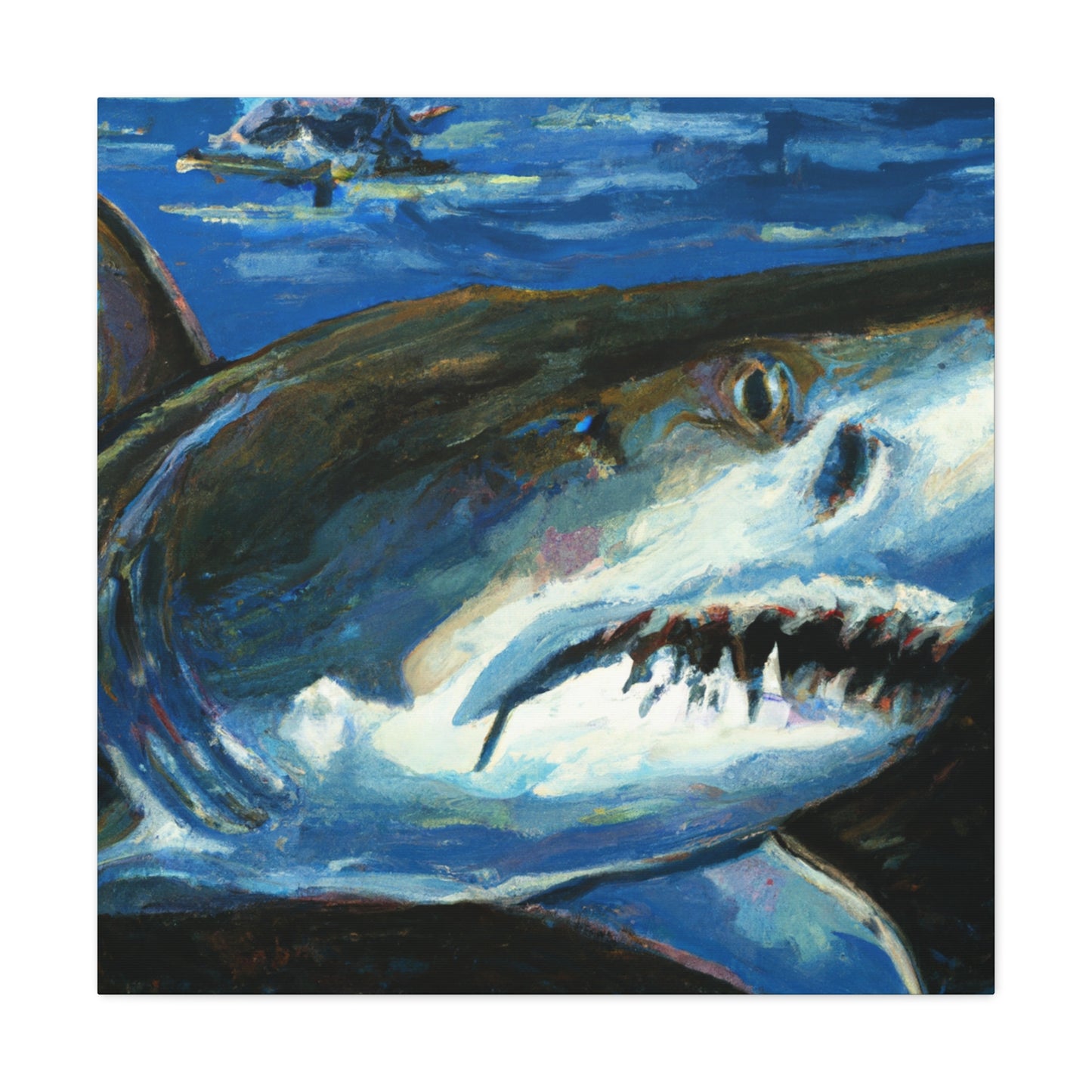 "Shark's Silent Peril" - Canvas