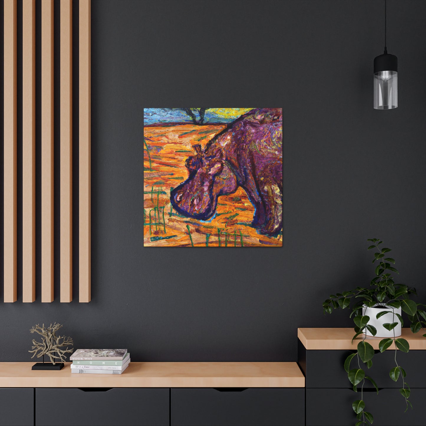 "Hippo at Dusk" - Canvas