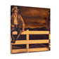 Cowboy on Rustic Fence - Canvas