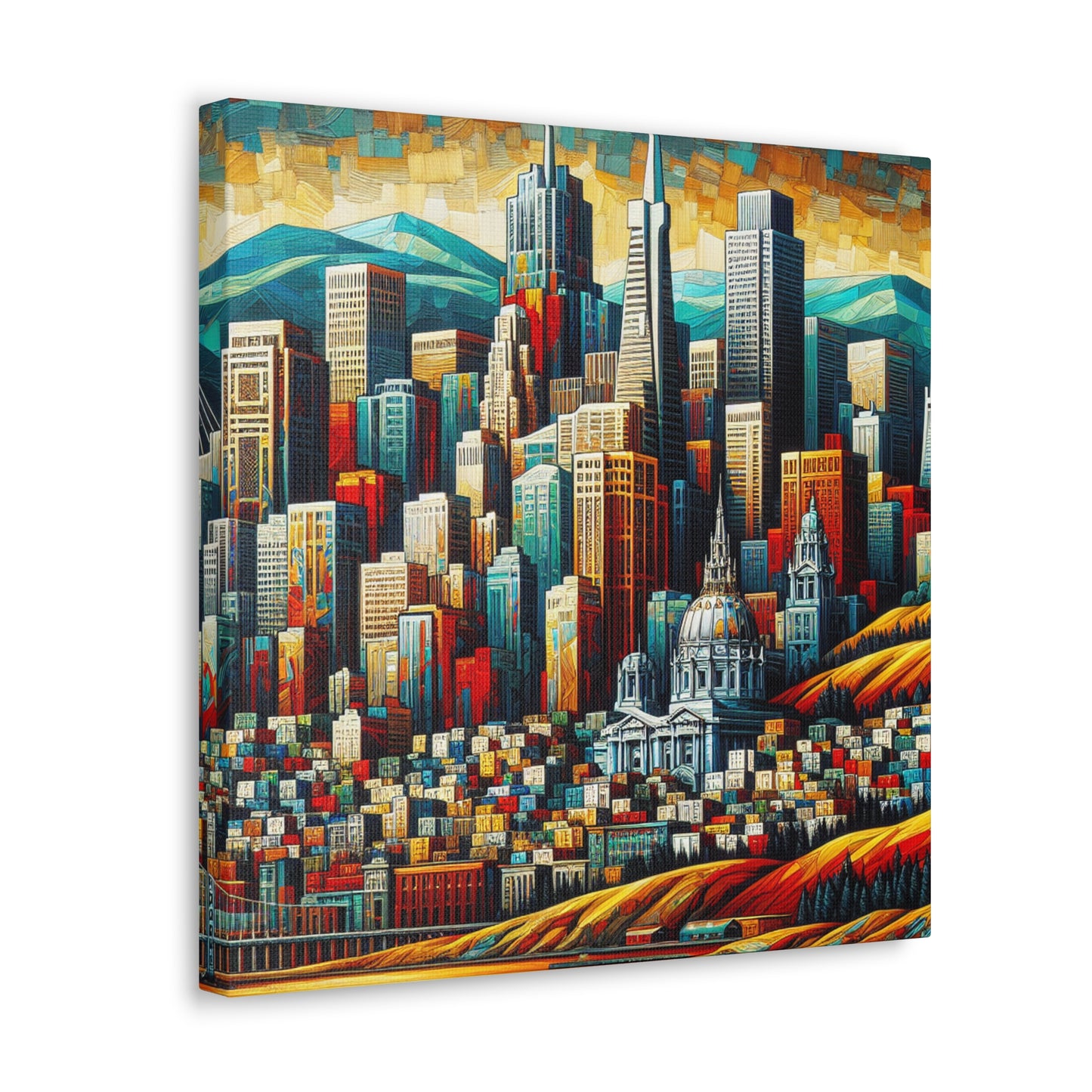 "Golden Horizon's Vibrant Canvas" - Canvas