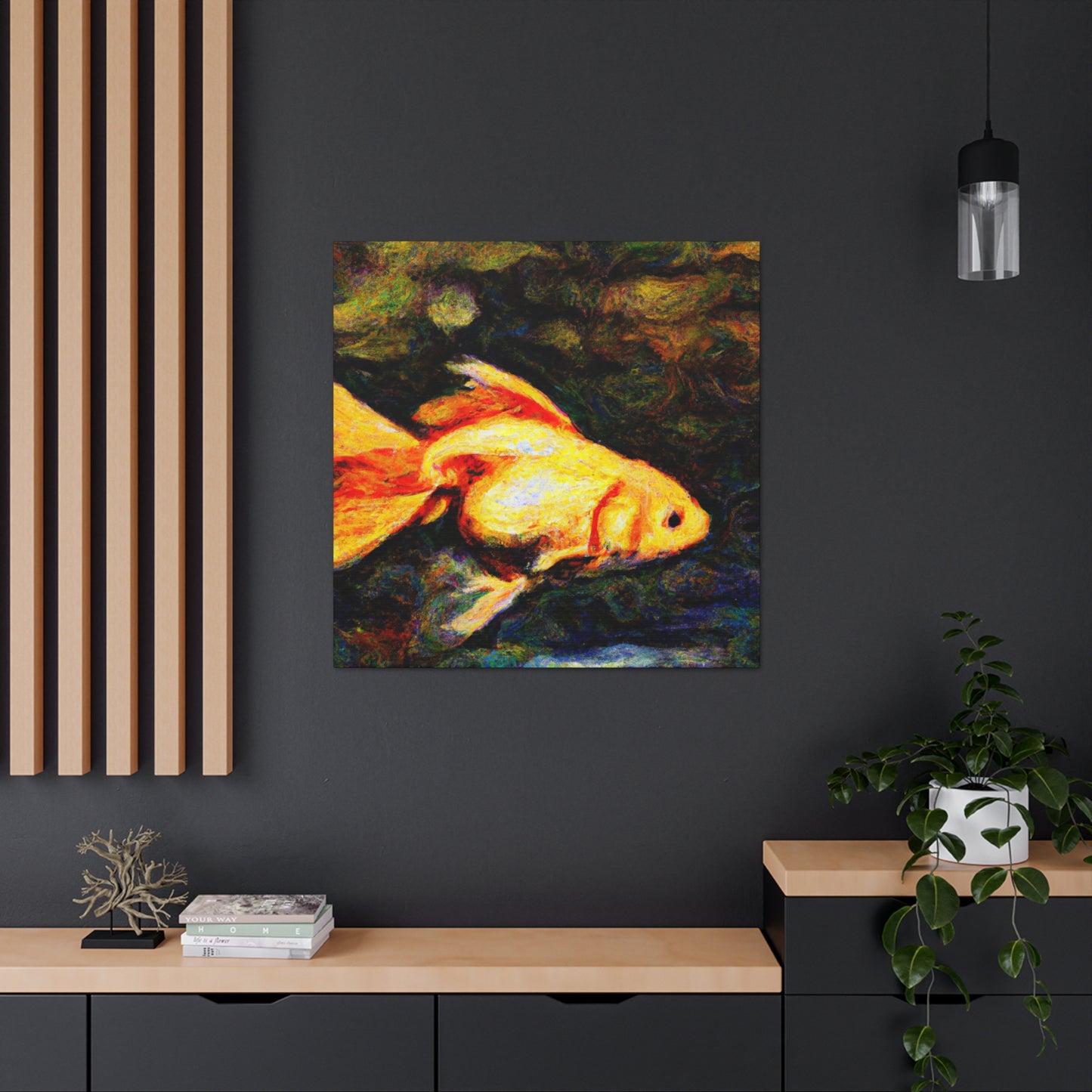 "Gilded Goldfish Glowing". - Canvas