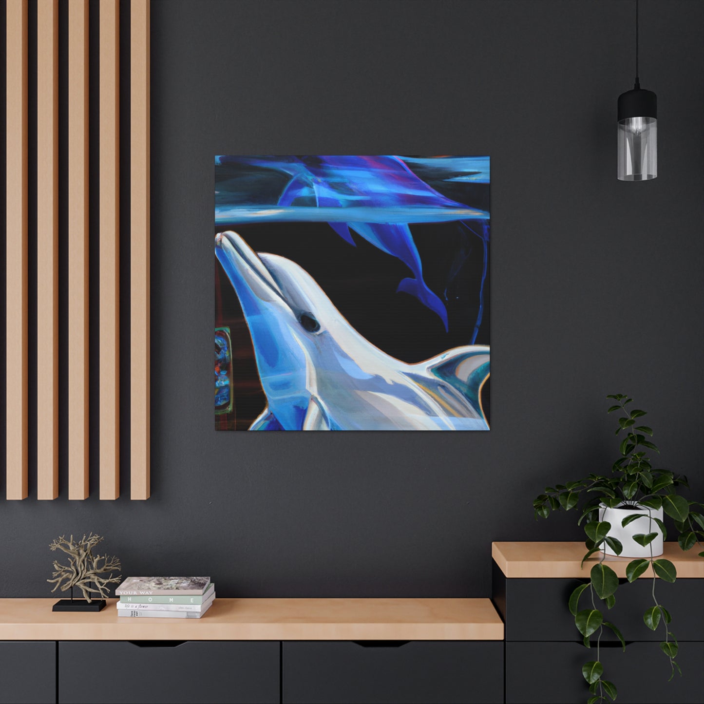 "Dolphin's Midnight Swim" - Canvas