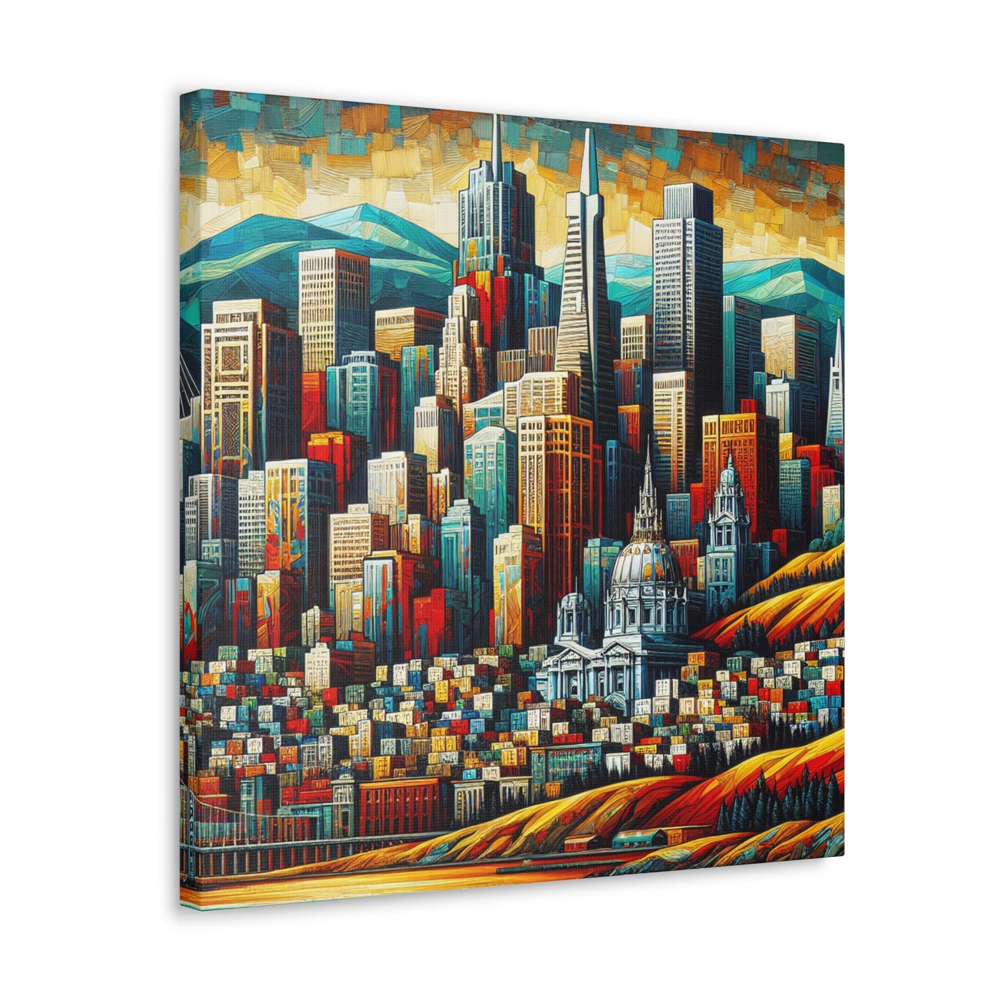 "Golden Horizon's Vibrant Canvas" - Canvas