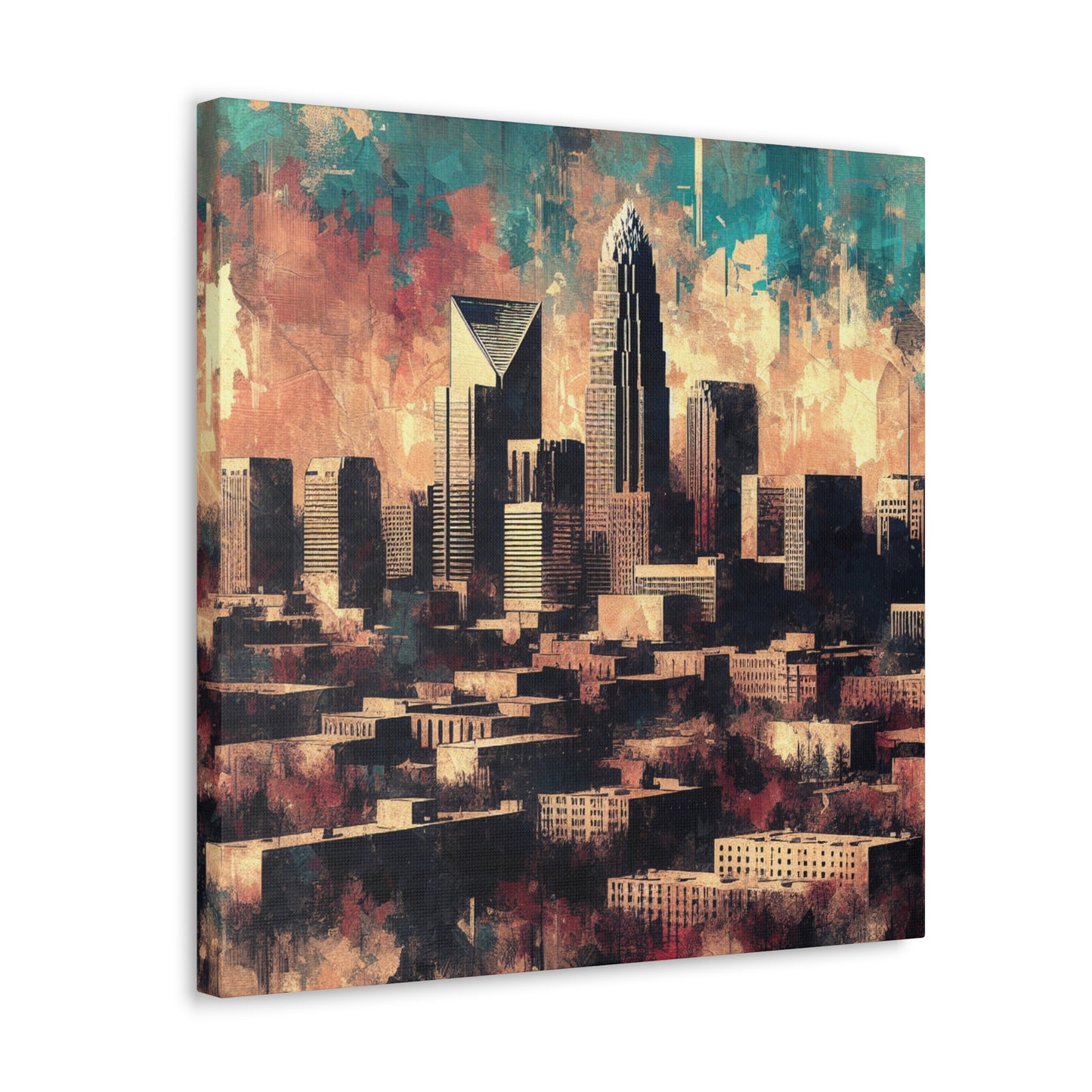 Carolinas tumultuous cityscape blending. - Canvas