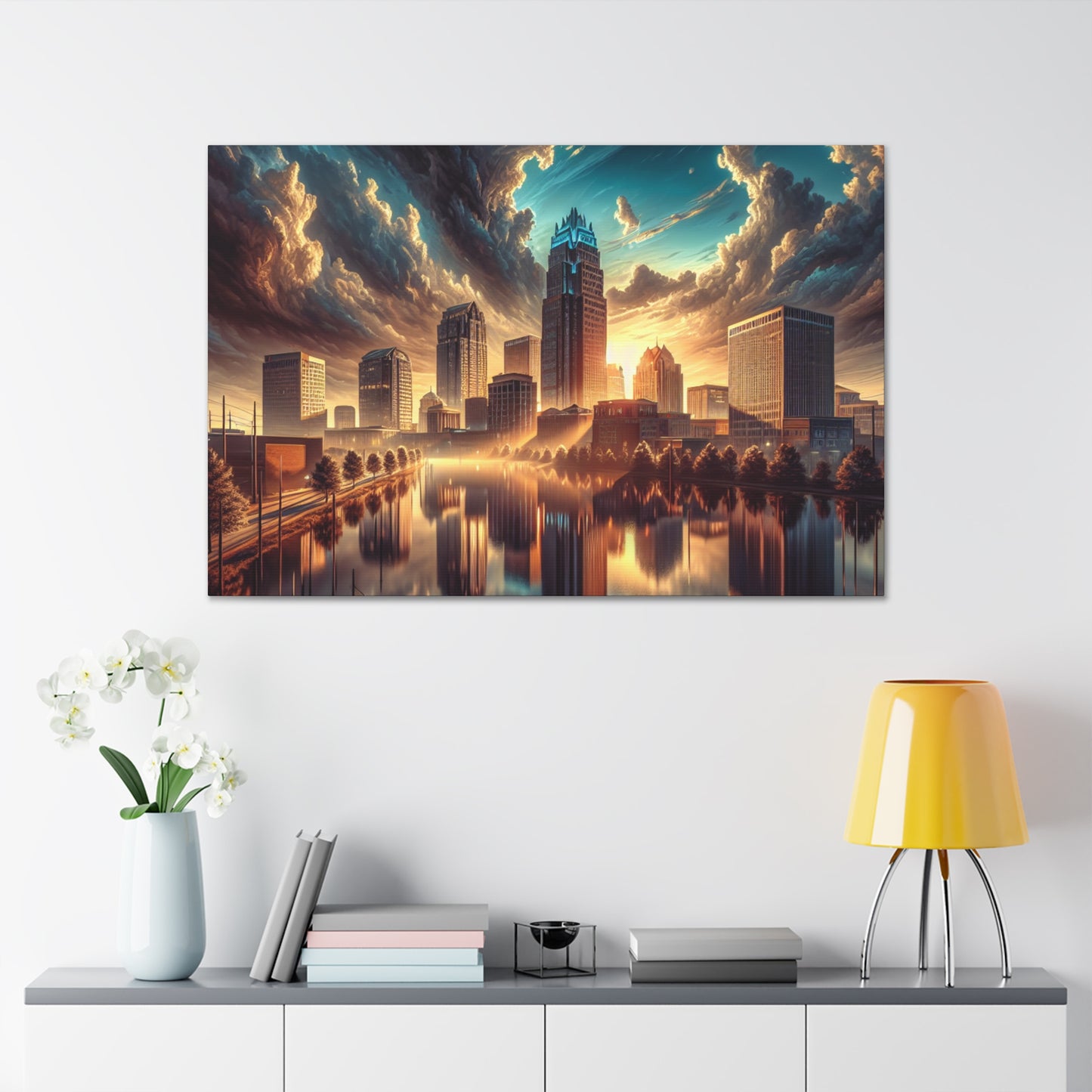 "Cityscape Symphony: Raleigh" - Canvas