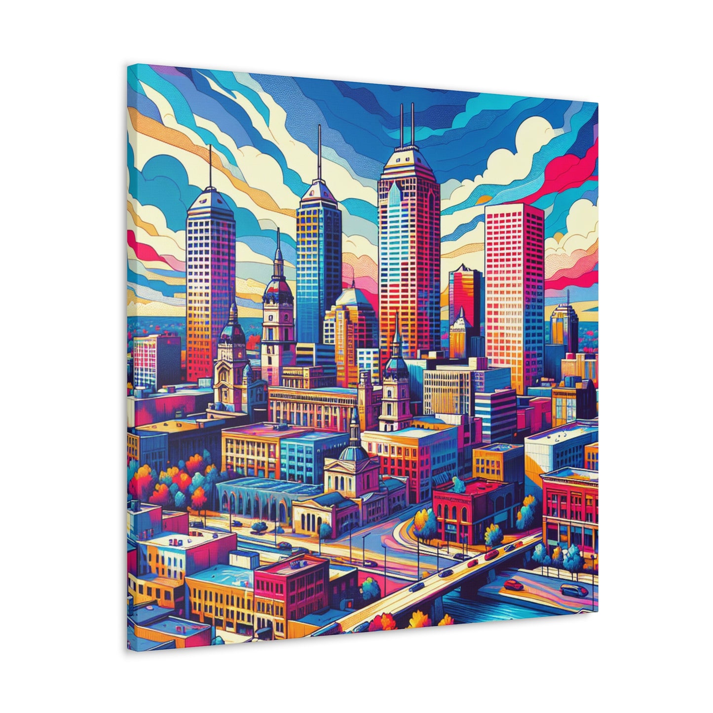 "Indy's Flourishing Urban Canvas" - Canvas